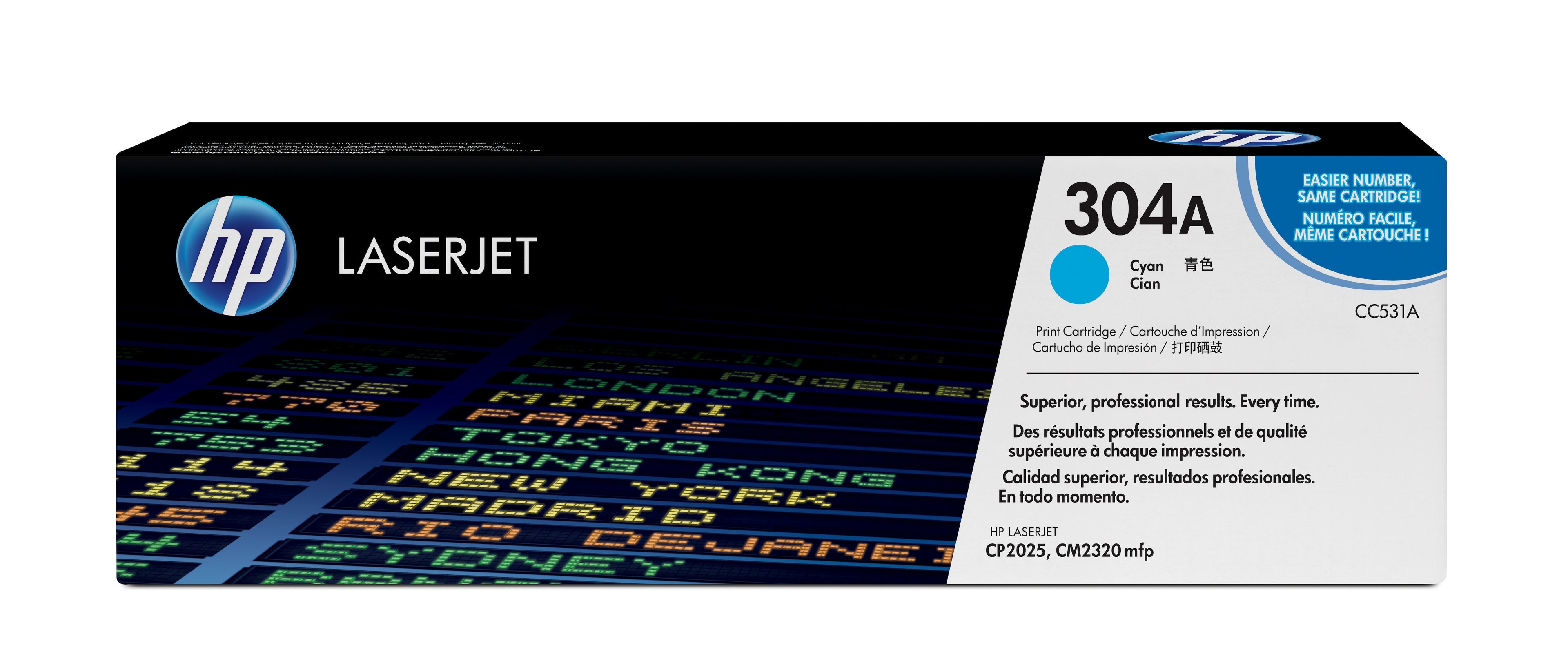 HP 304A - Cyan - original - LaserJet - cartouche de toner (CC531A) - pour Color LaserJet CM2320fxi, CM2320n, CM2320nf, CP2025, CP2025dn, CP2025n, CP2025x