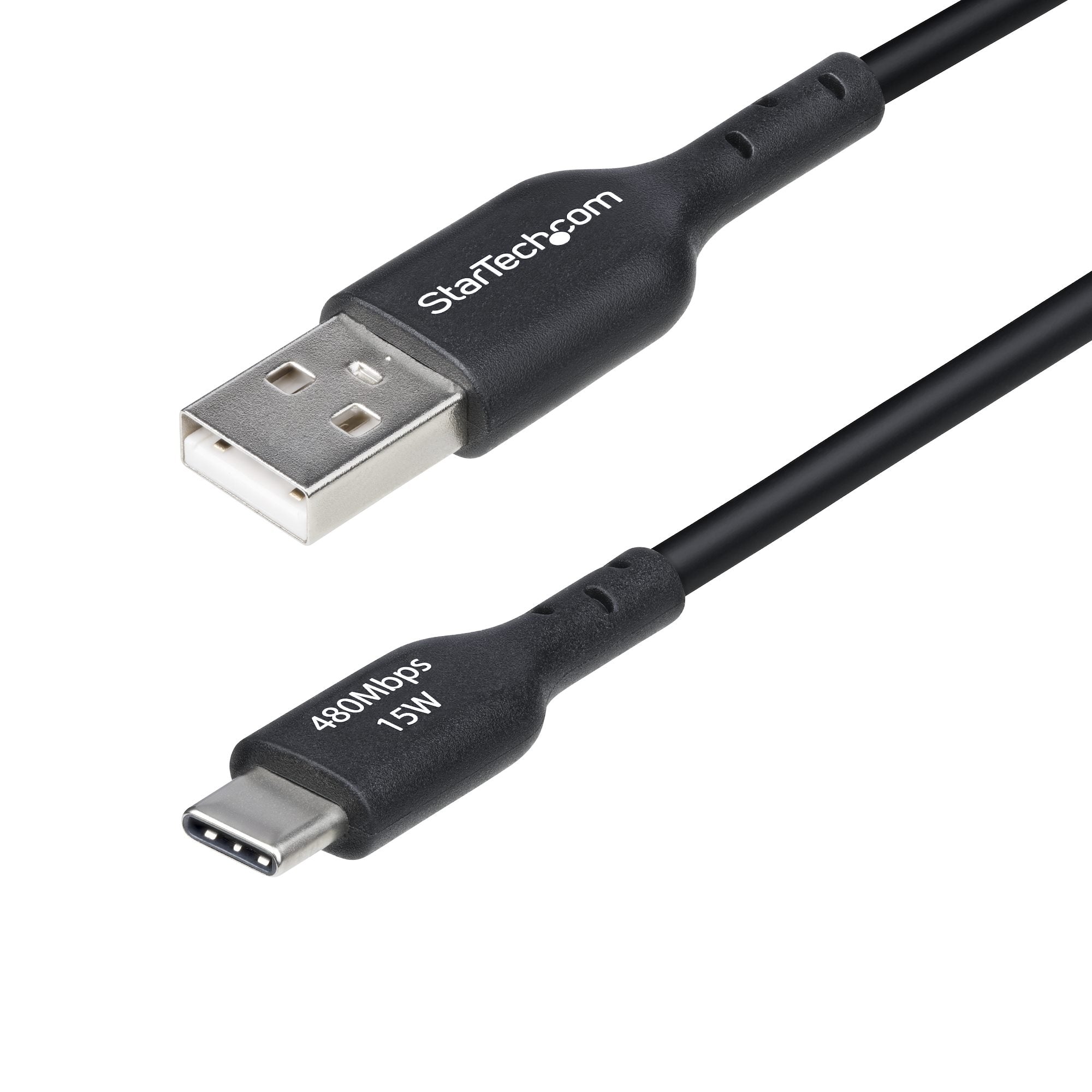 StarTech.com 3ft (1m) USB-A to USB-C Charging Cable, Charger Cord, M/M - Câble USB - USB (M) pour 24 pin USB-C (M) - USB 2.0 - 3 A - 1 m - sans halogène, passif, charge et synchronisation, USB Fast Charge (15W) - noir