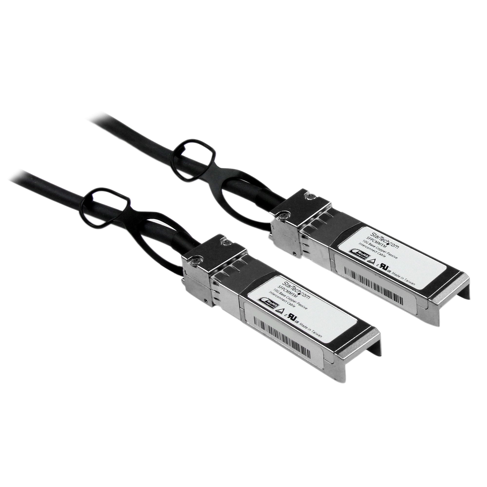 StarTech.com Câble réseau passif SFP+ 10 GbE à connexion directe twinax en cuivre de 1 m - Cordon SFP+ 10GBase-CU compatible Cisco - Câble à attache directe - SFP+ pour SFP+ - 1 m - twinaxial - pour P/N: ET10GSFP, PEX10000SFPI, PEX10GSFP4I, PEX20000SFPI