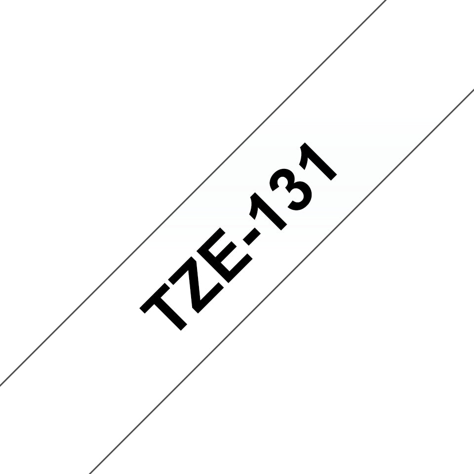 Brother TZe-131 - Auto-adhésif - noir sur transparent - Rouleau (1,2 cm x 8 m) 1 cassette(s) ruban laminé - pour P-Touch PT-D210, D400, D800, E310, H100, H500, P750, P900, P950, P-Touch Cube Plus PT-P710