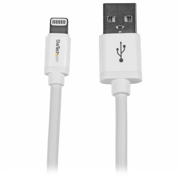 StarTech.com Câble Apple® Lightning vers USB pour iPhone, iPod, iPad 2 m Blanc - Câble iPhone 5 - Chargeur Synchronisation Lightning - 2m - Câble Lightning - Lightning mâle pour USB mâle - 2 m - double blindage - blanc - pour P/N: KITBXAVHDPEU, KITBXAVHDP