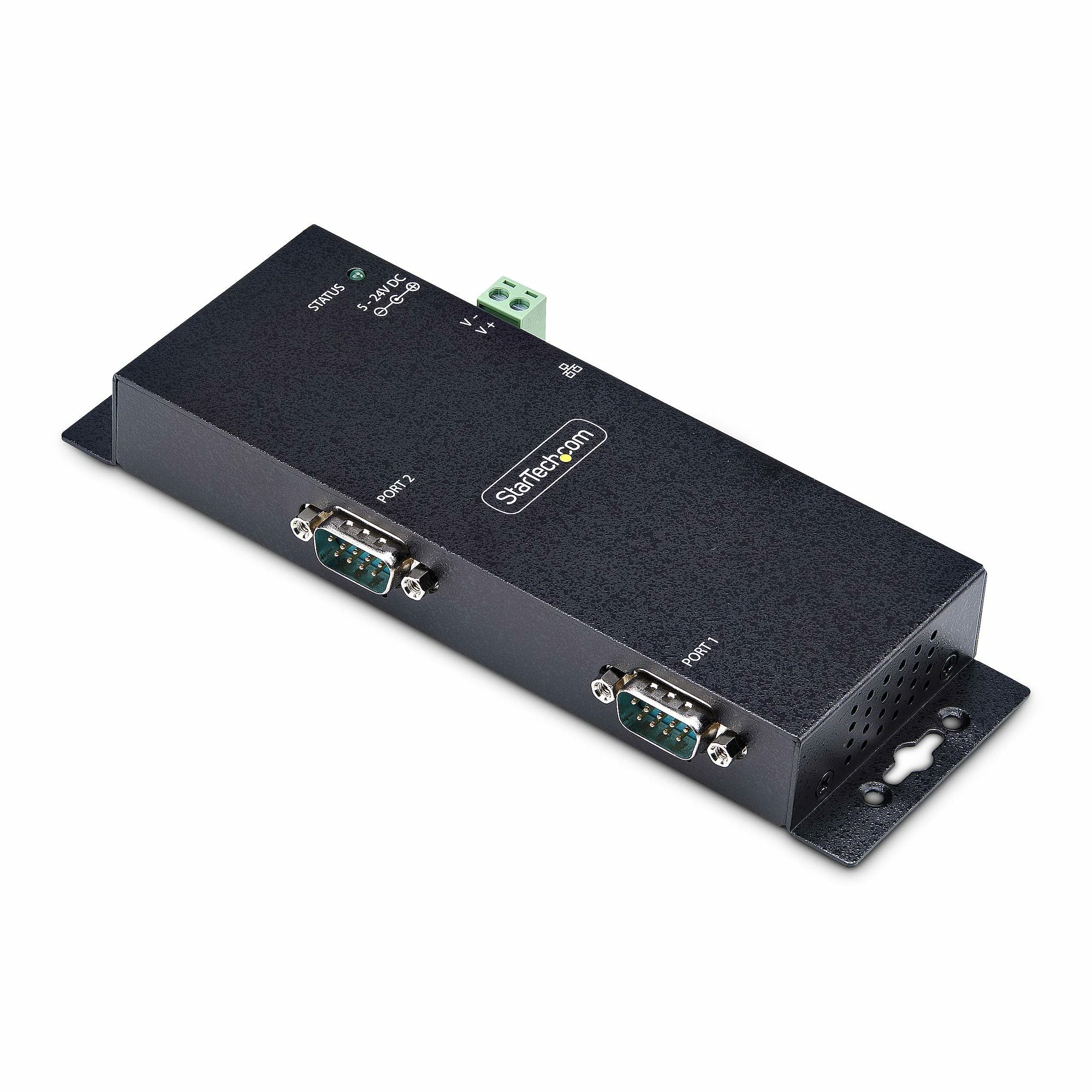 StarTech.com Adaptateur Série vers Ethernet à 2 Ports, LAN vers RS232 DB9 - Serveur de périphérique - 2 ports - 100Mb LAN, RS-232 - montable mur/rail DIN - Conformité TAA