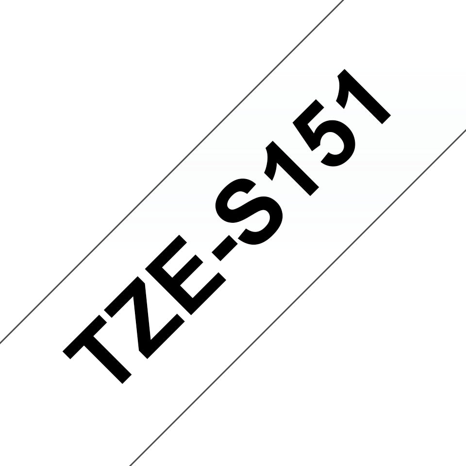 Brother TZe-S151 - Adhésif extra fort - noir sur transparent - Rouleau (2,4 cm x 8 m) 1 cassette(s) ruban laminé - pour Brother PT-D600, P750, P950, P-Touch PT-D610, D800, E550, P900, P950, P-Touch EDGE PT-P750