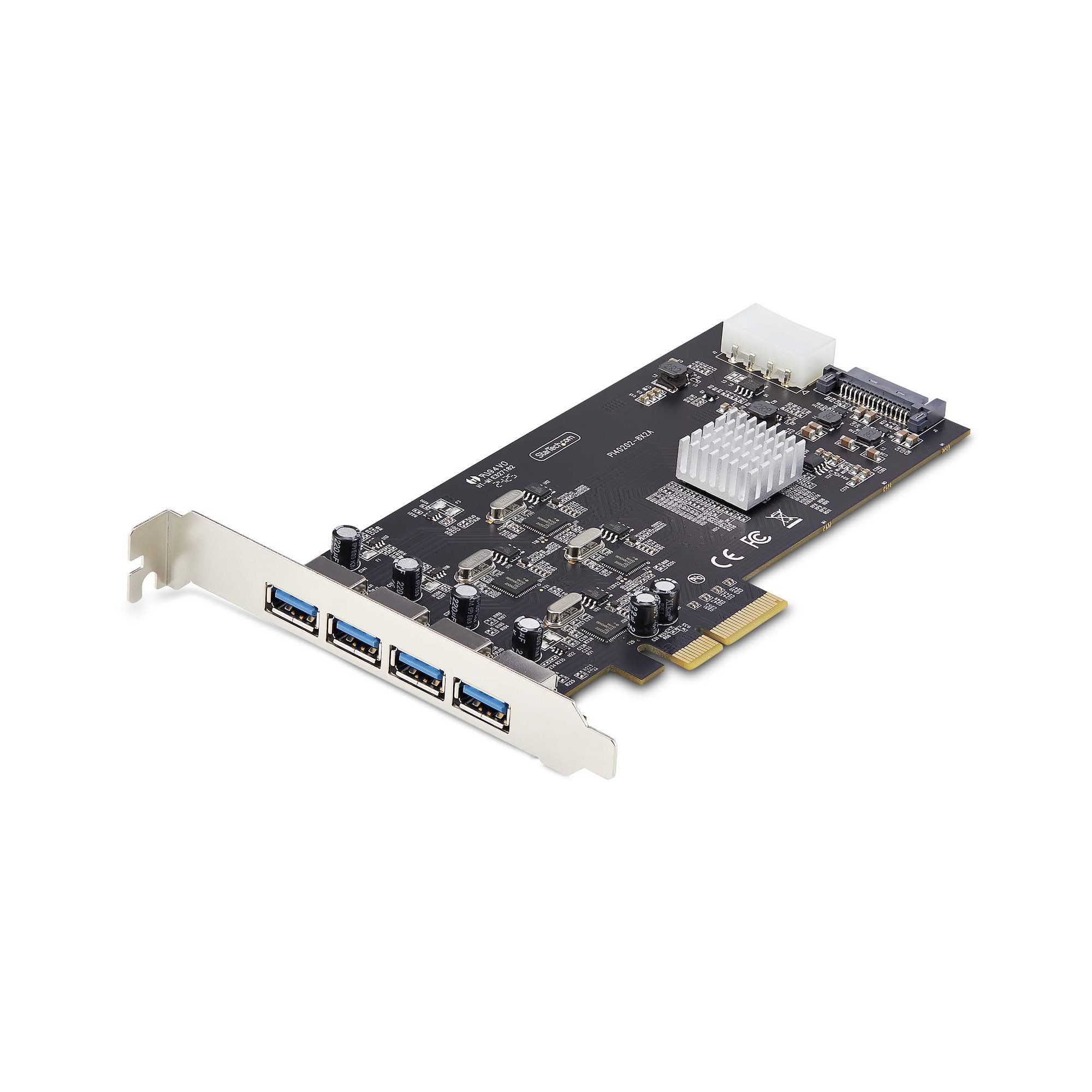 StarTech.com 4-Port USB-A PCIe Card, USB 3.2 5Gbps, 4x USB Controllers - Adaptateur USB - PCIe 2.0 x4 - USB 3.2 Gen 1 x 4 - noir - pour P/N: FCREADMICRO3V2, USB315AC1M, USB3S2SAT3CB