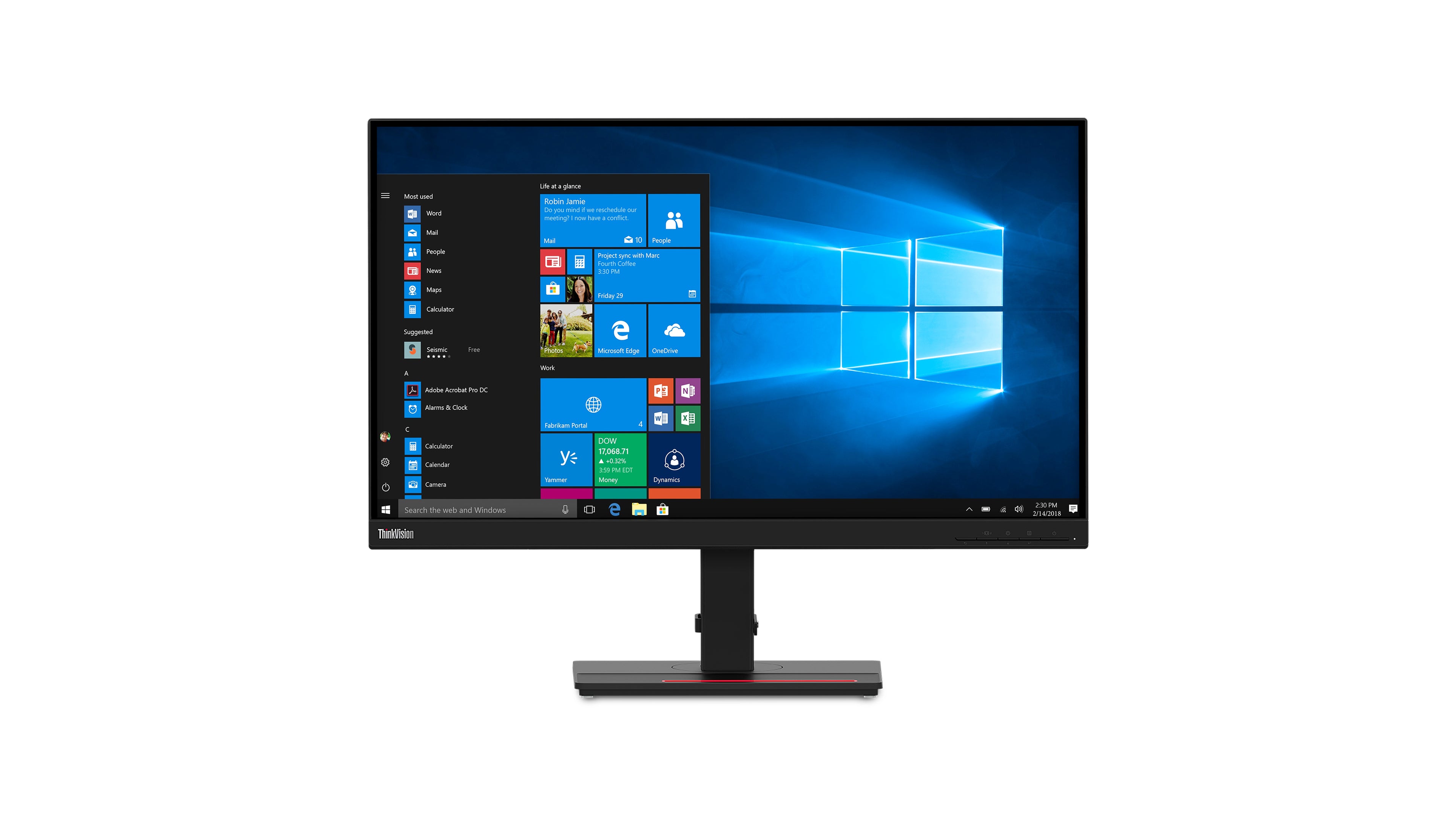 Lenovo ThinkVision T27q-20 - Écran LED - 27" - 2560 x 1440 QHD @ 60 Hz - IPS - 350 cd/m² - 1000:1 - 4 ms - HDMI, DisplayPort - noir corbeau - pour ThinkPad P15 Gen 2 20YQ