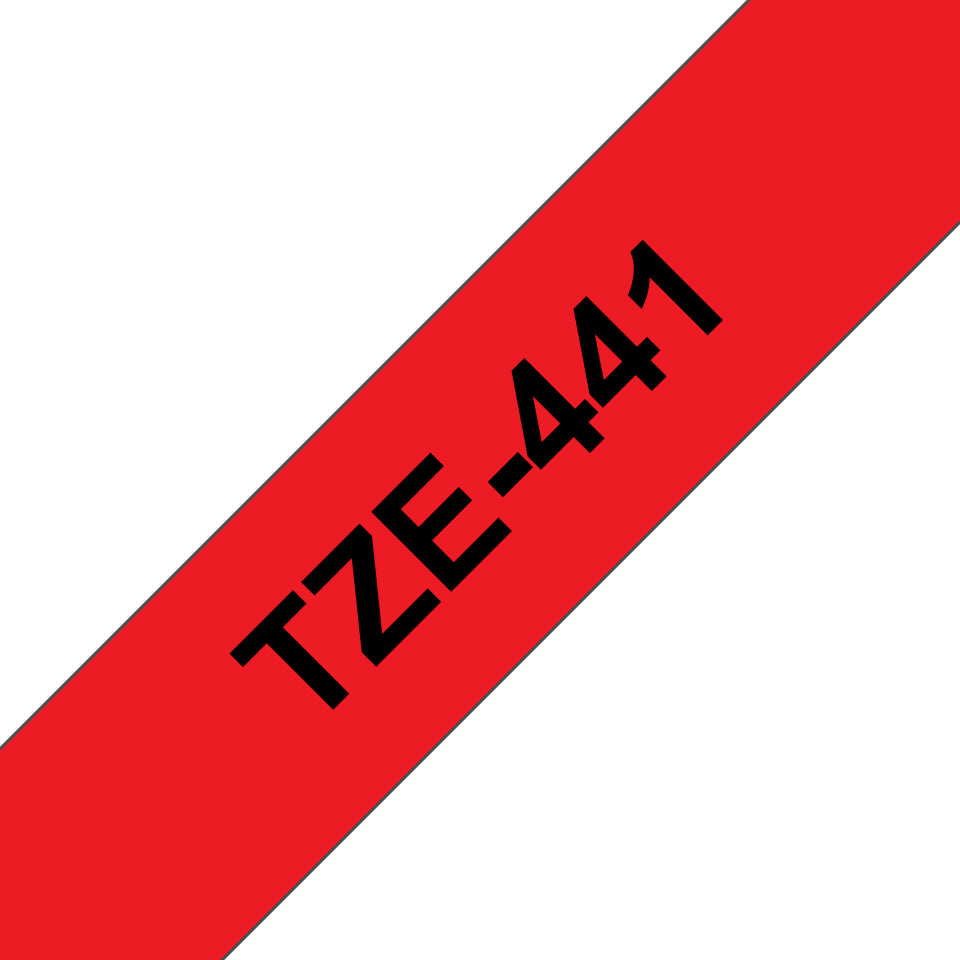 Brother TZe-441 - Adhésif standard - Noir sur rouge - rouleau (1,8 cm x 8 m) 1 cassette(s) ruban laminé - pour Brother P-Touch Cube Plus PT-P710BT, PT-P710BTH, P-Touch EDGE PT-P750WVP and P-Touch.