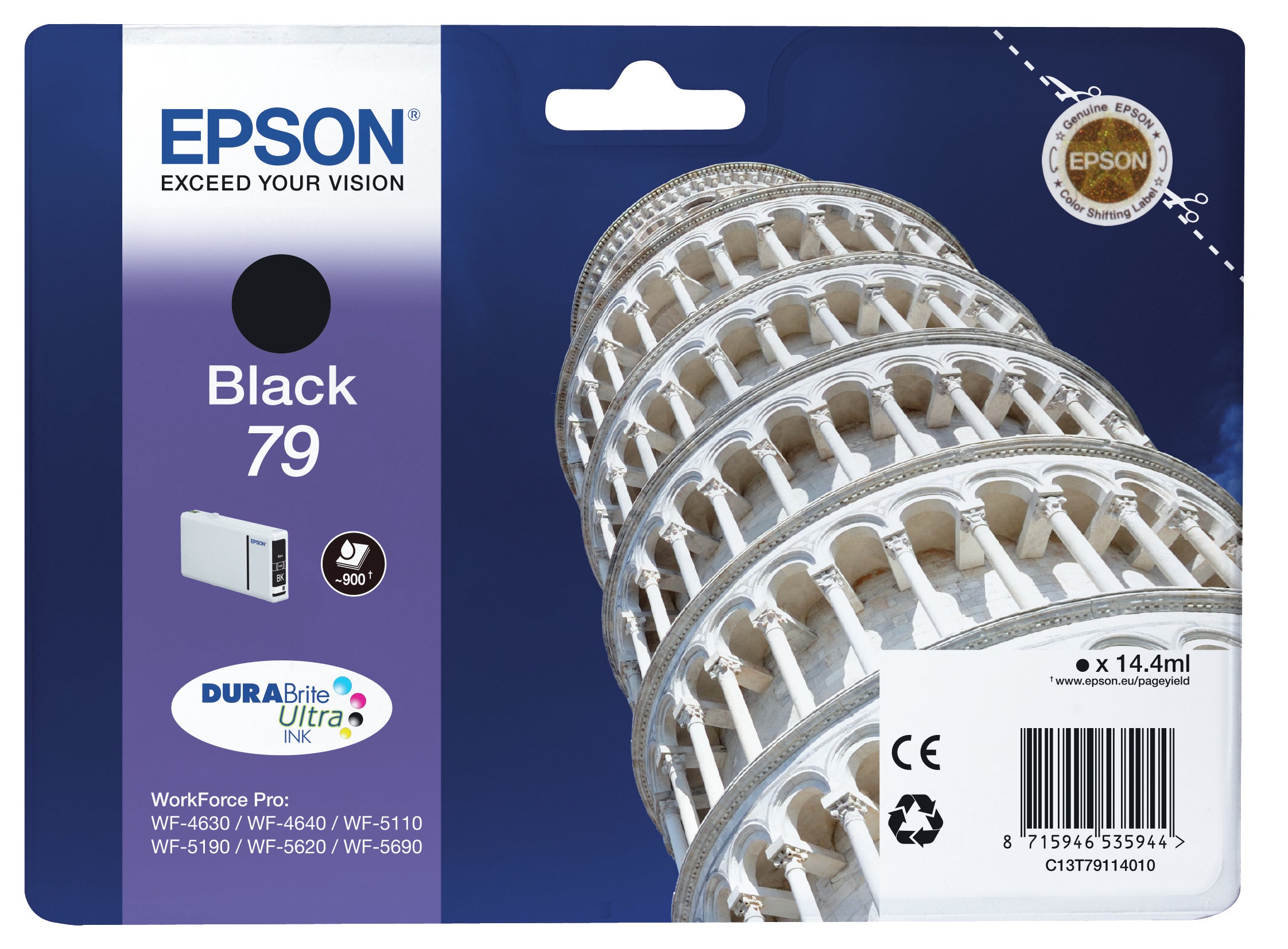 Epson 79 - 14.4 ml - noir - original - cartouche d'encre - pour WorkForce Pro WF-4630DWF, WF-4640DTWF, WF-5110DW, WF-5190DW, WF-5620DWF, WF-5690DWF