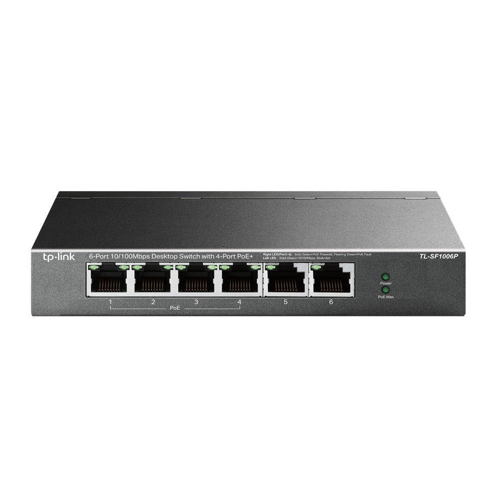 TP-Link TL-SF1006P - V1 - commutateur - non géré - 6 x 10/100 (4 PoE+) - de bureau, fixation murale - PoE+ (67 W)