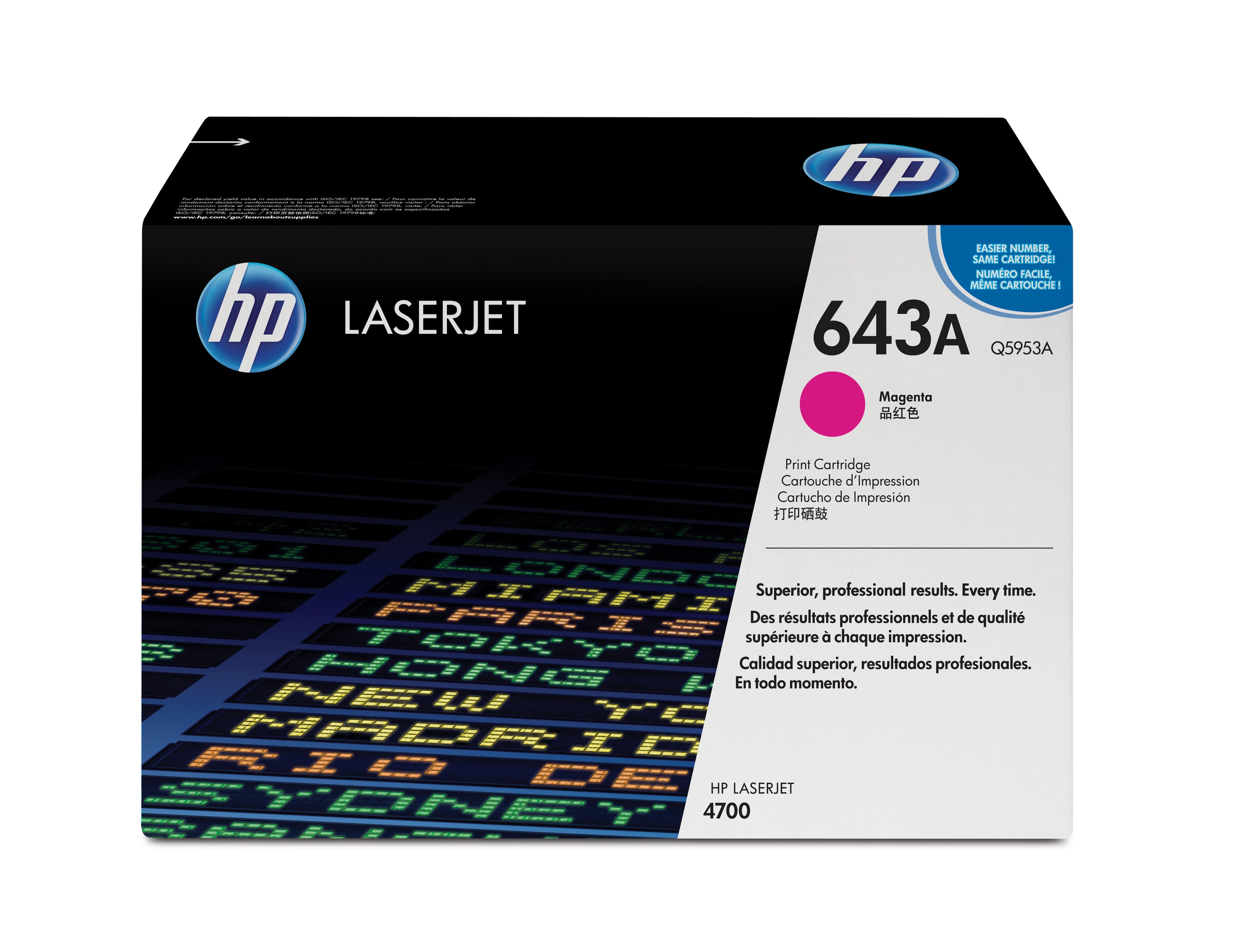 HP 643A - Magenta - original - LaserJet - cartouche de toner (Q5953A) - pour Color LaserJet 4700, 4700dn, 4700dtn, 4700n, 4700ph+