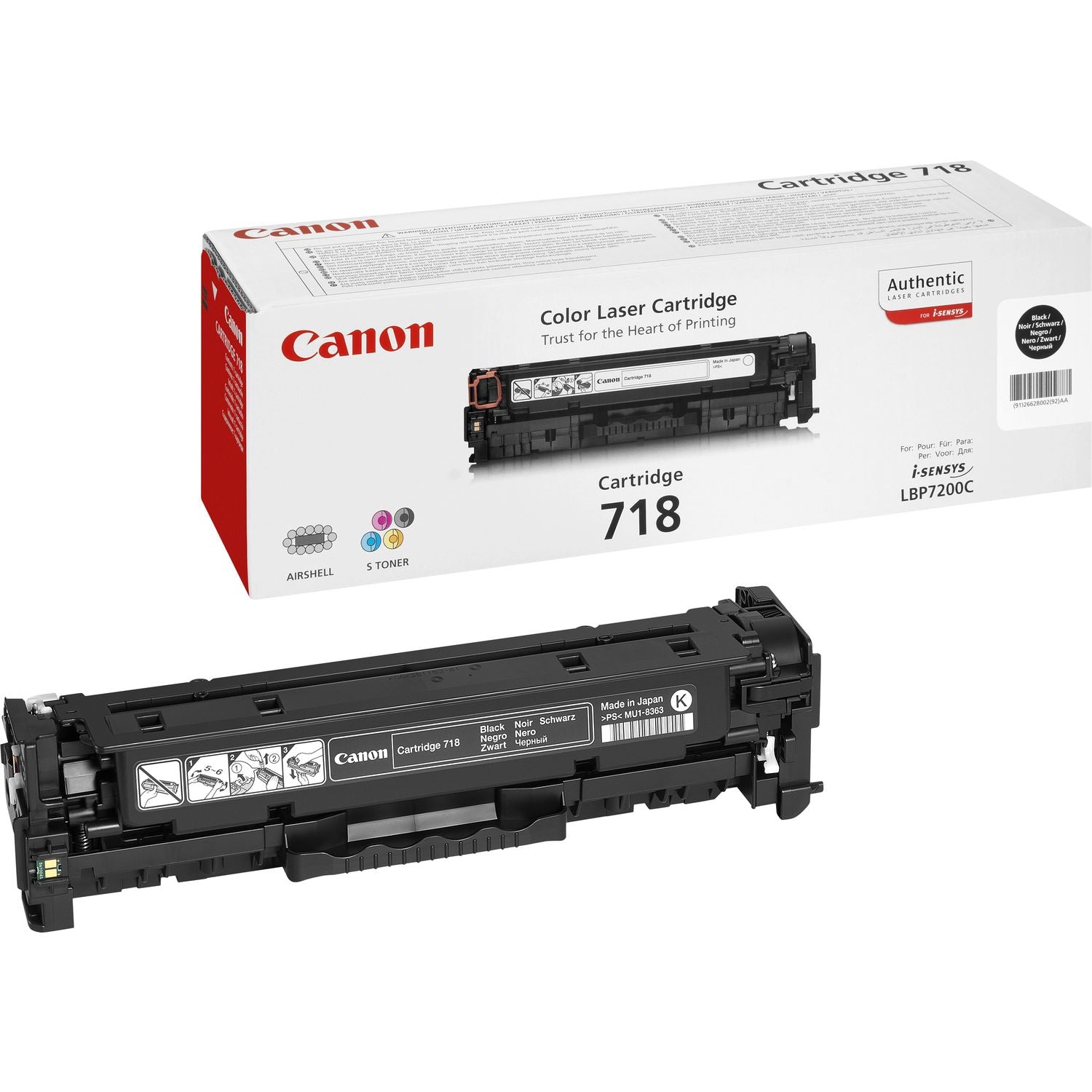 Canon 718 Black - Noir - original - cartouche de toner - pour imageCLASS LBP7200, i-SENSYS MF8330, MF8350, Laser Shot LBP-7200, Satera MF8330, MF8350