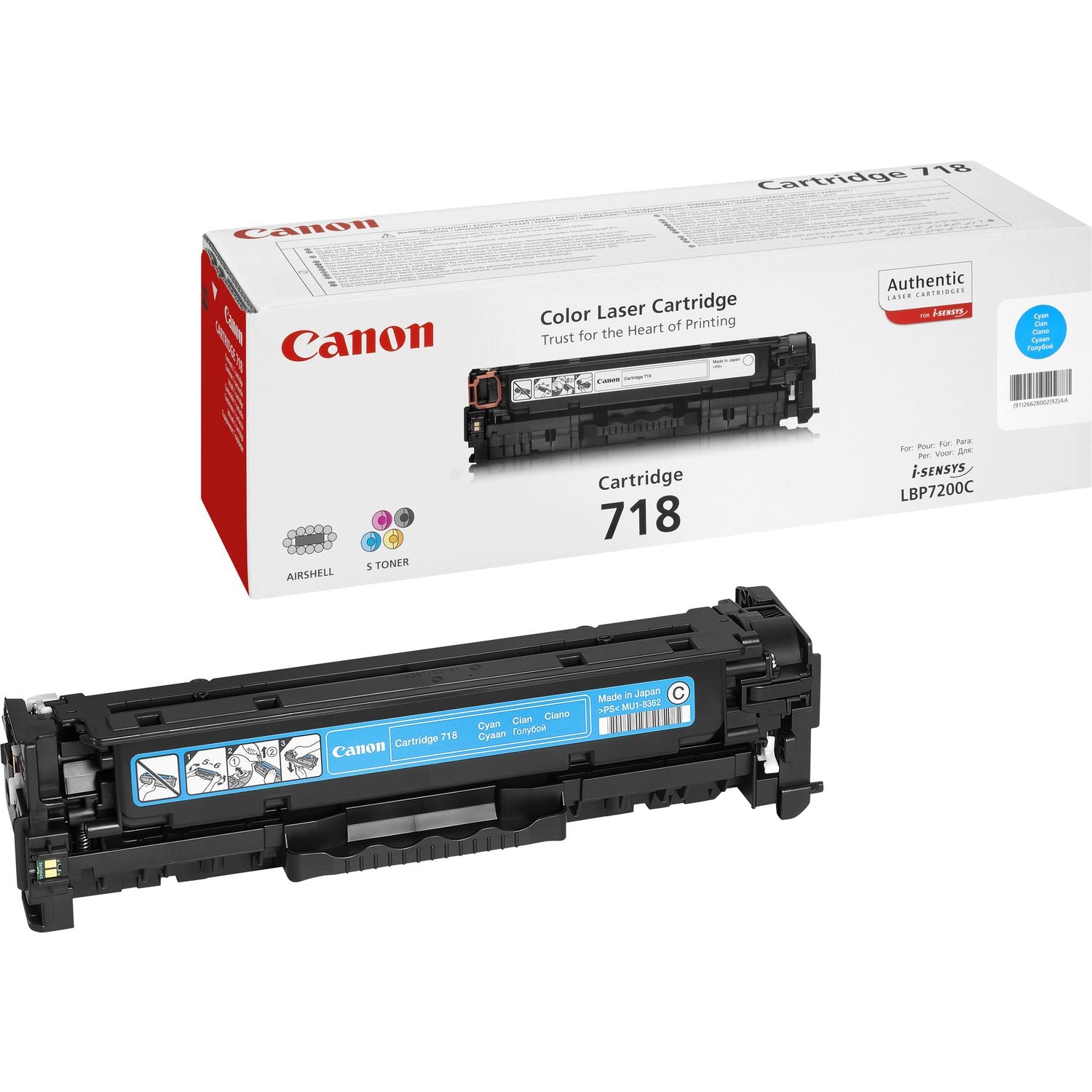 Canon 718 Cyan - Cyan - original - cartouche de toner - pour i-SENSYS LBP7210, LBP7680, MF728, MF729, MF8340, MF8360, MF8380, MF8540, MF8550, MF8580