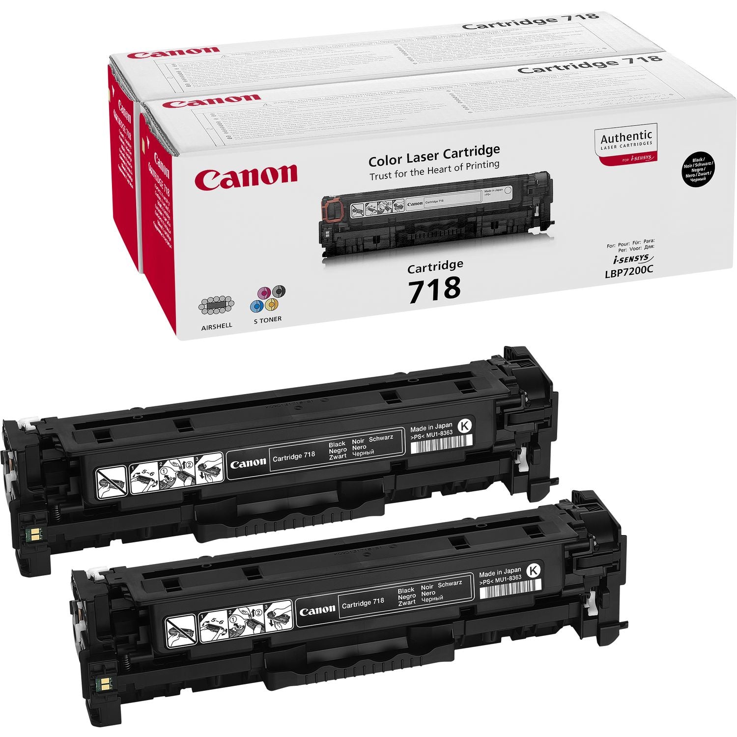 Canon 718 Black - Pack de 2 - noir - original - cartouche de toner - pour i-SENSYS LBP7210, LBP7660, LBP7680, MF728, MF729, MF8340, MF8360, MF8540, MF8550, MF8580