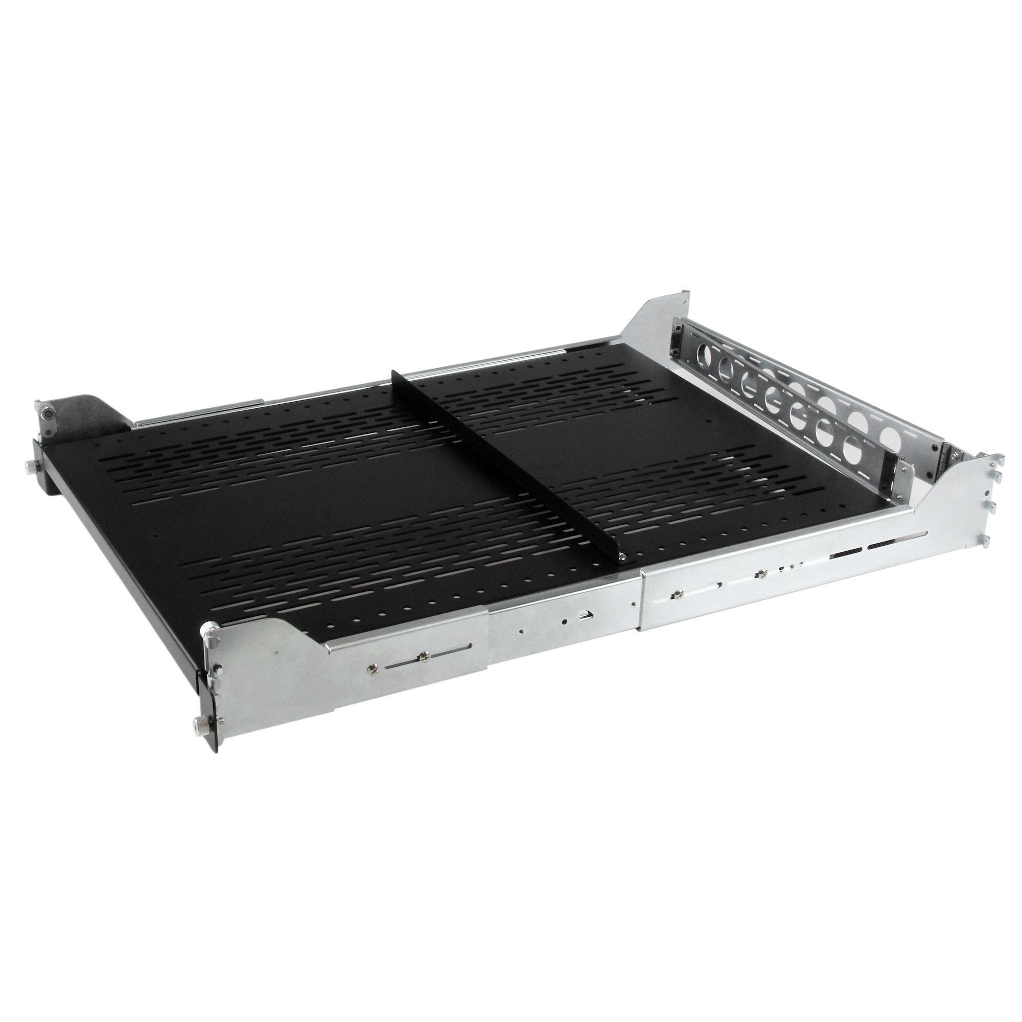 StarTech.com Étagère coulissante ventilée 2U pour rack de serveur avec bras de gestion de câbles  - Profondeur ajustable - 22,7kg - Étagère pour rack - noir - 2U - 19" - pour P/N: RK1233BKM, RK2433BKM, RK2537BKM, RK3236BKF, RK4236BKB, RK4242BK24, RK4242BK