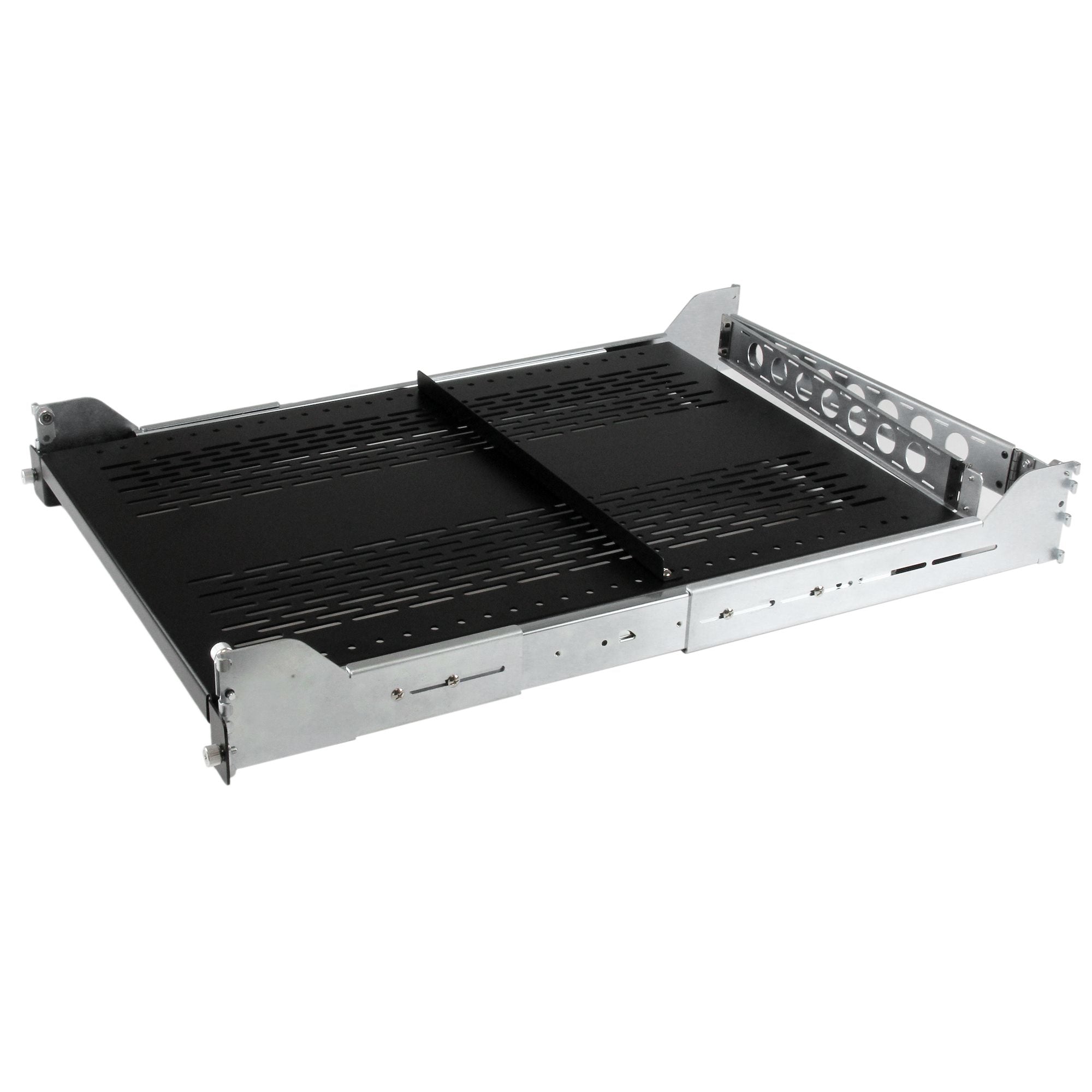 StarTech.com Étagère coulissante ventilée 2U pour rack de serveur avec bras de gestion de câbles  - Profondeur ajustable - 56,7kg - Étagère pour rack - noir - 2U - pour P/N: RK1233BKM, RK2433BKM, RK2537BKM, RK3236BKF, RK4236BKB, RK4242BK24, RK4242BK30