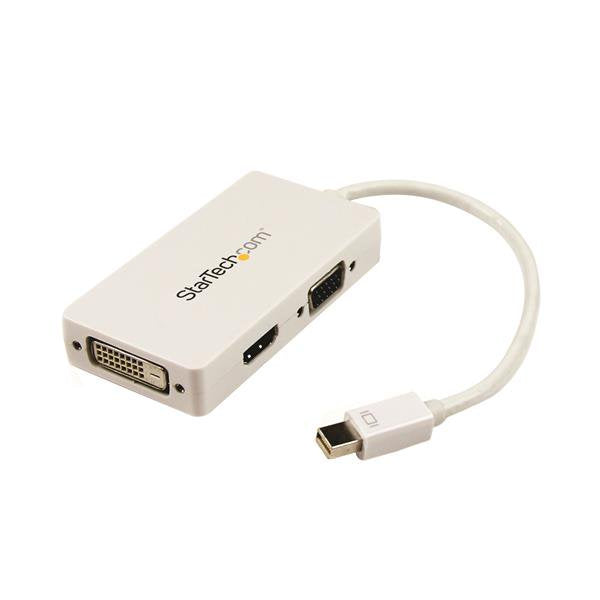 StarTech.com Adaptateur de voyage Mini DisplayPort vers DVI / VGA / HDMI pour MacBook - Convertisseur vidéo 3-en-1 - Blanc - Convertisseur vidéo - DisplayPort - DVI, HDMI, VGA - blanc - pour Apple MacBook Air