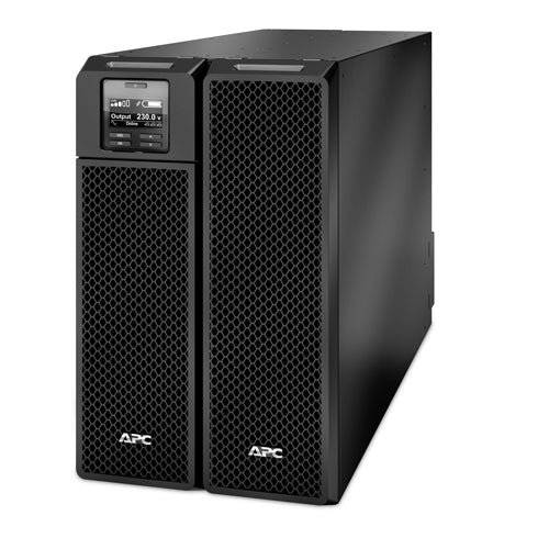Onduleur OnLine APC Smart UPS RT 10000VA et 10000 Watts Monophasé / Monophasé (Entrée / Sortie) + Triphasé / Monophasé pour serveurs / 12 minutes d'autonomie, 1 bornier en entrée et 6 prises C13 + 4 prises C19 en sortie modèle tour. Garantie 3 ans. En opt