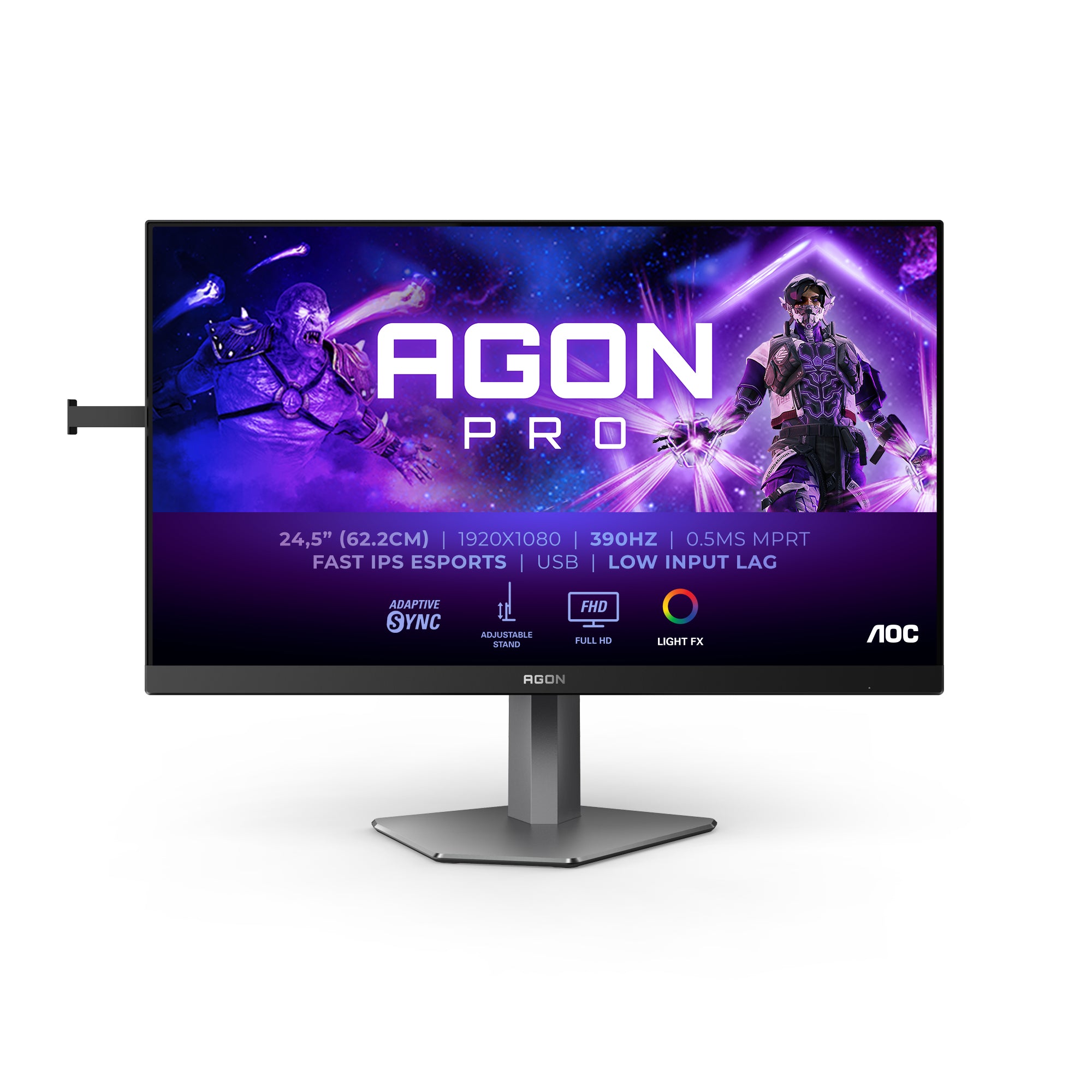 AOC AGON PRO AG256FS - AG6 Series - écran LED - jeux - 25" (24.5" visualisable) - 1920 x 1080 Full HD (1080p) @ 390 Hz - Fast IPS - 400 cd/m² - 1000:1 - DisplayHDR 400 - 0.3 ms - 2xHDMI, DisplayPort - noir