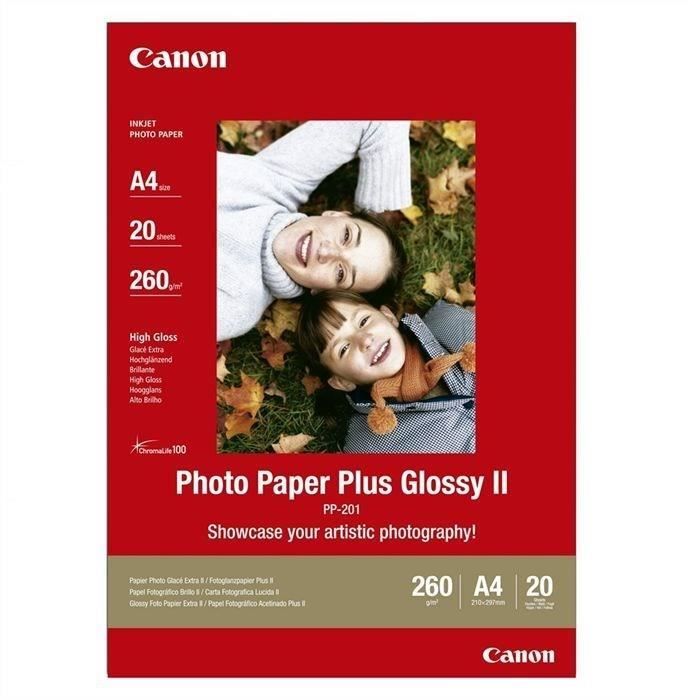 Canon Photo Paper Plus Glossy II PP-201 - Brillant - A4 (210 x 297 mm) - 275 g/m² - 20 feuille(s) papier photo - pour PIXMA iP100, iP2600, iP2700, iX7000, MG2555, MG8250, MX850, PRO-1, PRO-10, 100, TS7450