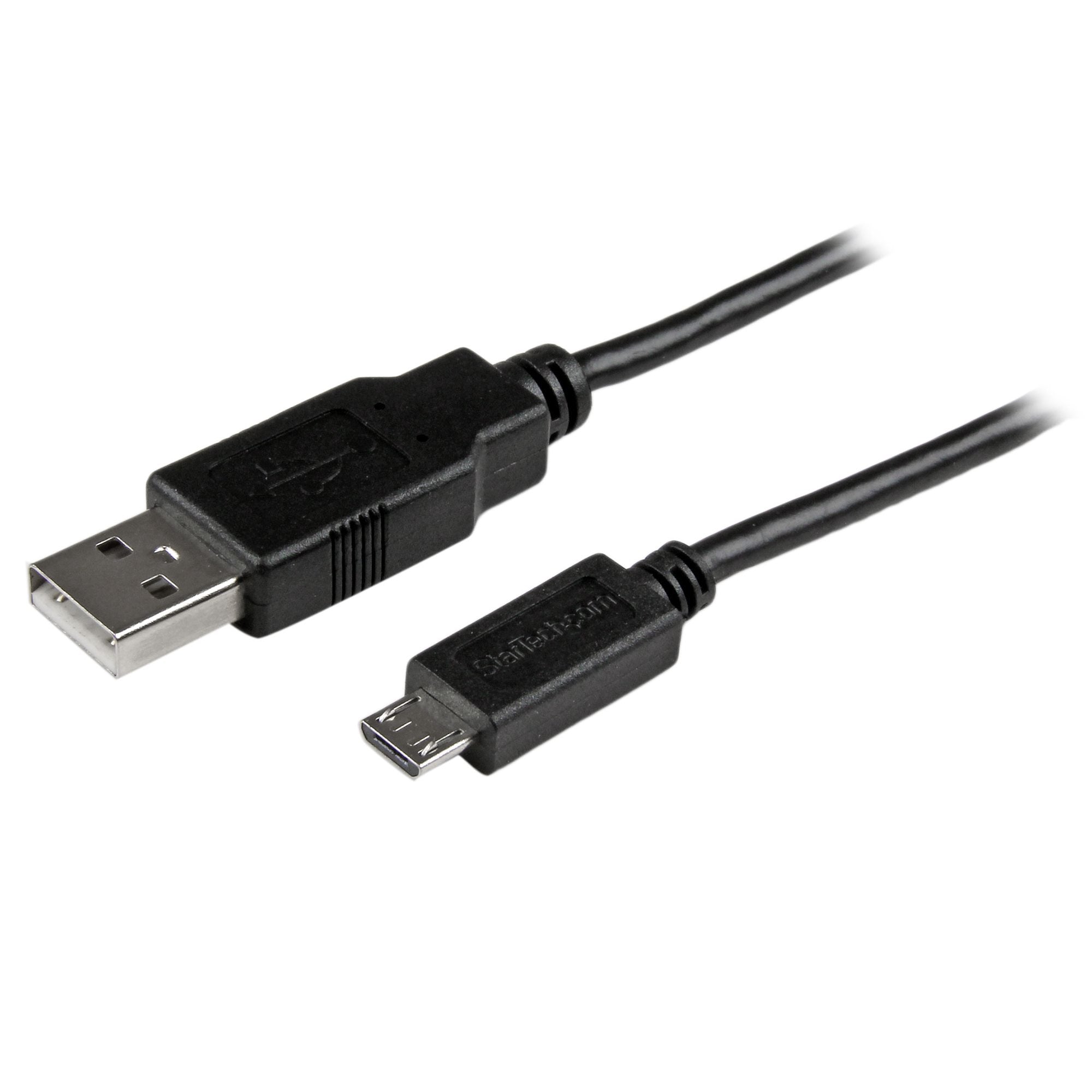 StarTech.com Câble de charge /synchronisation mobile USB A vers Micro B mince de 0,5m - Cordon USB 2.0 pour smartphone / tablette M/M Noir - Câble USB - Micro-USB de type B (M) pour USB (M) - USB 2.0 - 50 cm - noir