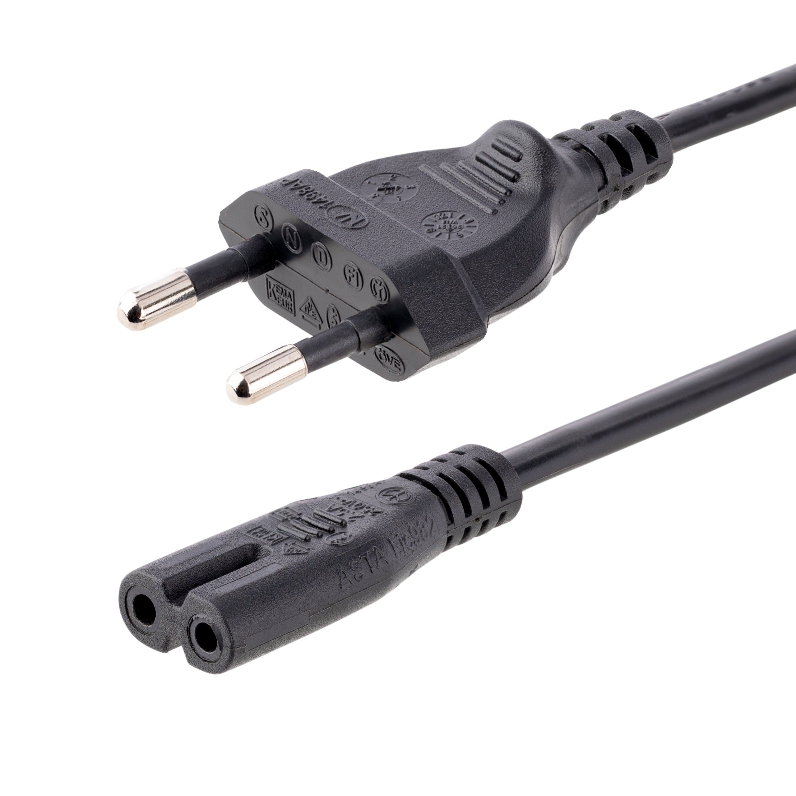 StarTech.com Cordon d'alimentation bipolaire standard EU vers IEC 320 C7 1m pour PC portable - Câble secteur européen vers C7 - M/F - Noir - Câble d'alimentation - power IEC 60320 C7 pour Europlug (M) - CA 250 V - 1 m - noir