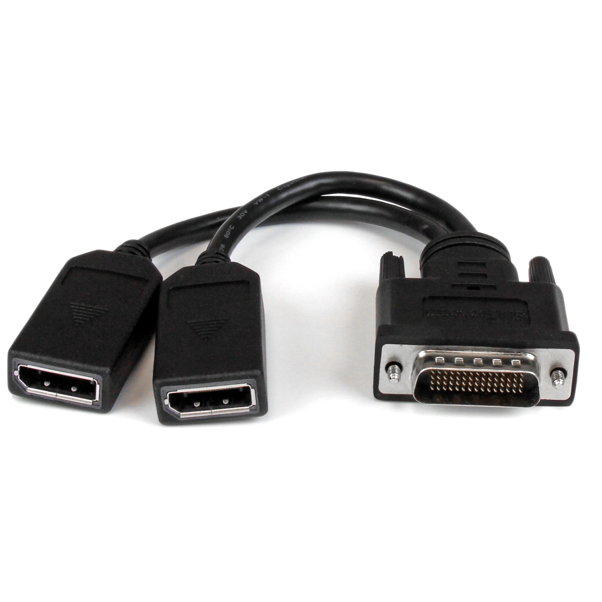 StarTech.com Câble adaptateur DMS-59 (LFH) vers 2x DisplayPort de 20cm - Répartiteur d'écran - DisplayPort (F) pour DMS-59 (M) - 20.3 cm - moulé, vis moletées - noir