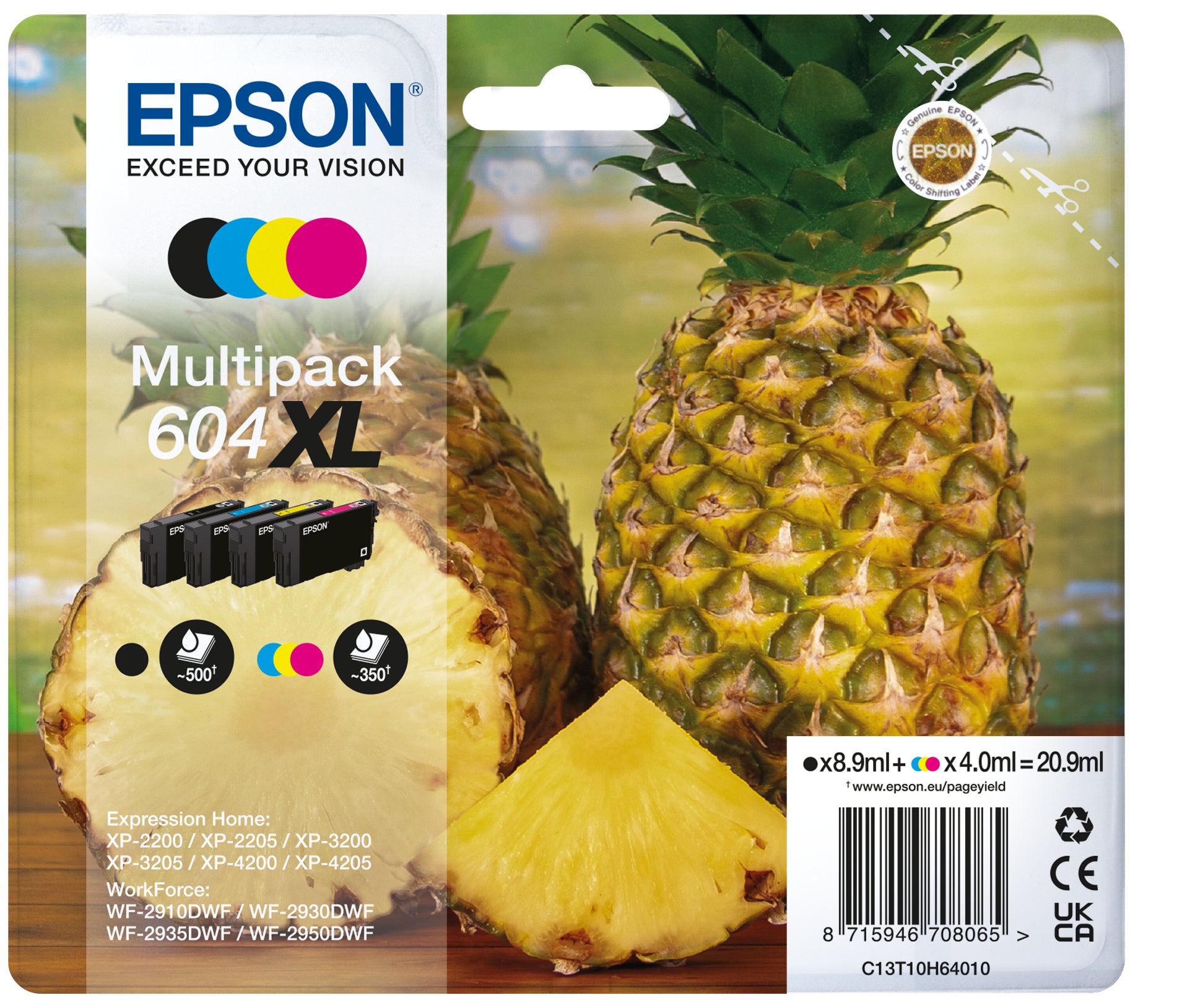 Cartouche d'encre originale Epson XP-2200 WF-2910DWF 604XL Noir/Cyan/Magenta/Jaune (8 Unités)