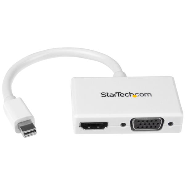 StarTech.com Adaptateur audio / vidéo de voyage - Convertisseur 2-en-1 Mini DisplayPort vers HDMI ou VGA - 1920x1200 / 1080p - Convertisseur vidéo - DisplayPort - HDMI, VGA - blanc - pour Apple MacBook Air