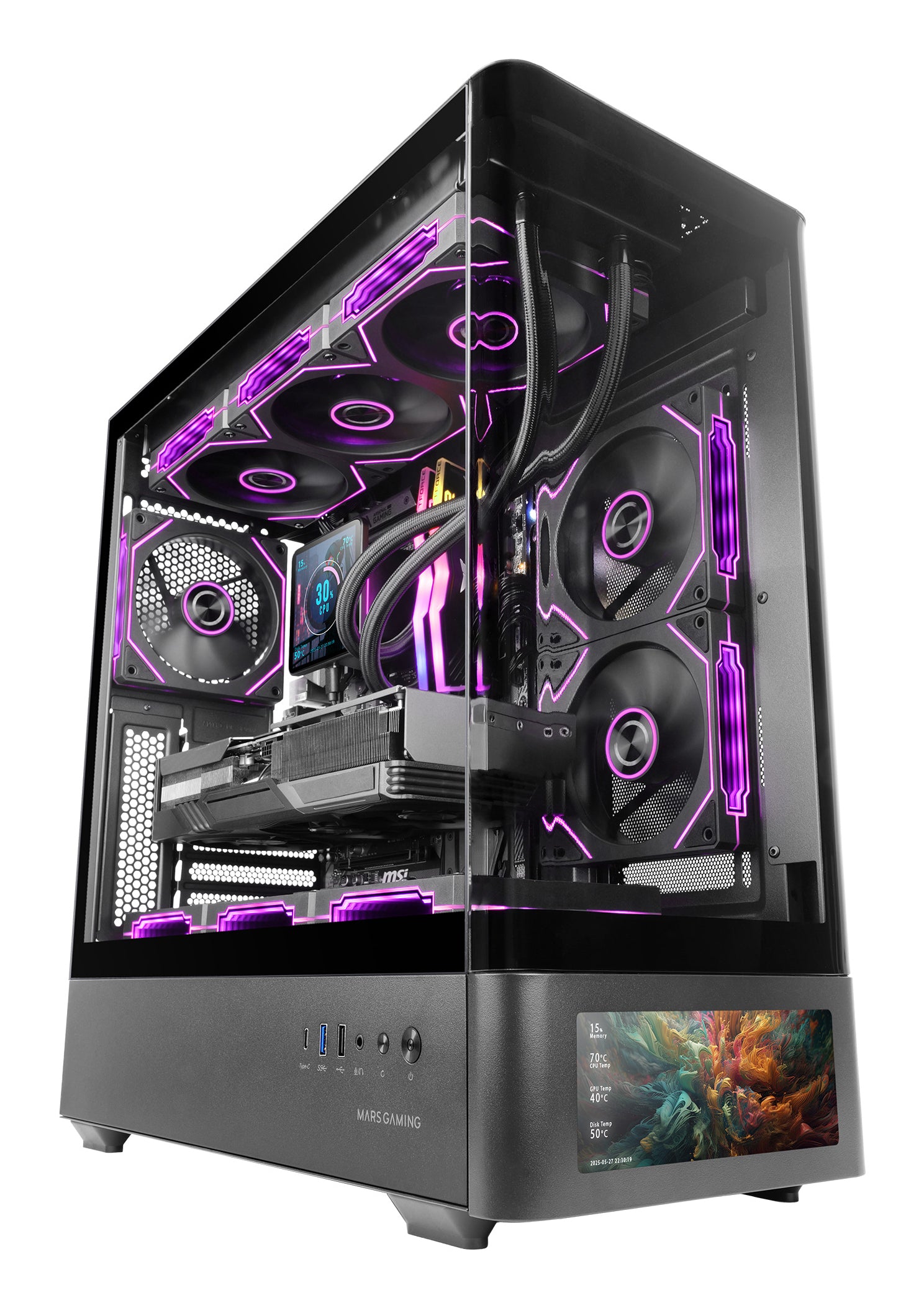 Boîtier ATX semi-tour Mars Gaming MCLCDPRO Noir