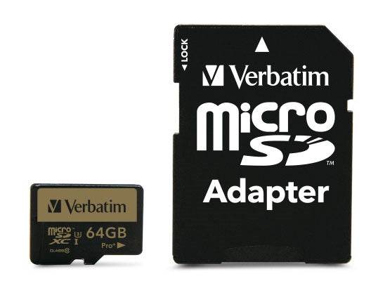 Carte Mémoire Micro SD avec Adaptateur Verbatim Pro+ 64 GB