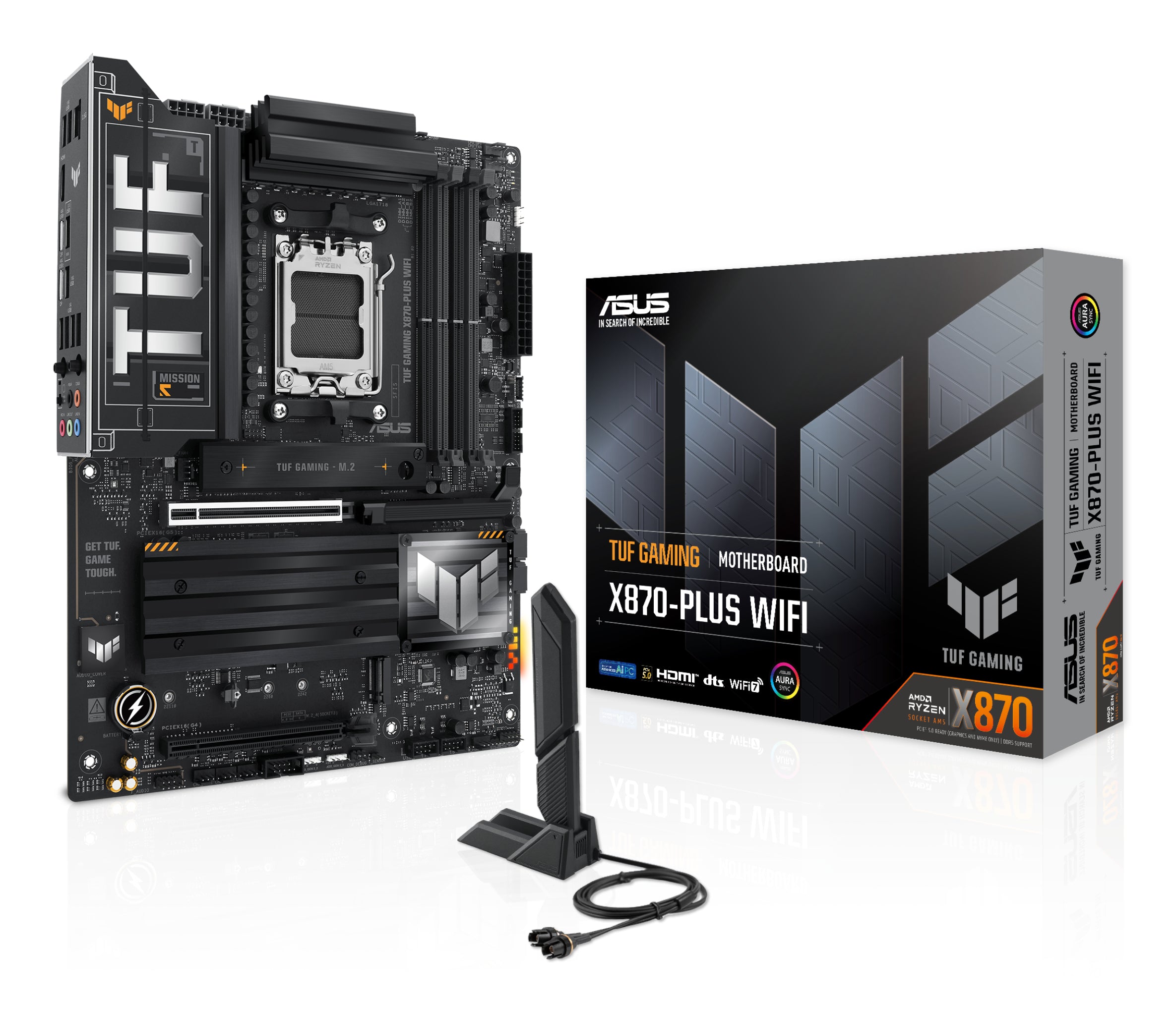 ASUS TUF GAMING X870-PLUS WIFI - Carte-mère - ATX - Socket AM5 - AMD X870 Chipset - USB4, USB-C 3.2 Gen 2x2, USB 3.2 Gen 2, USB 3.2 Gen 1 - Wi-Fi 7, 2.5 Gigabit LAN, Bluetooth - carte graphique embarquée (unité centrale requise) - audio HD (8 canaux)