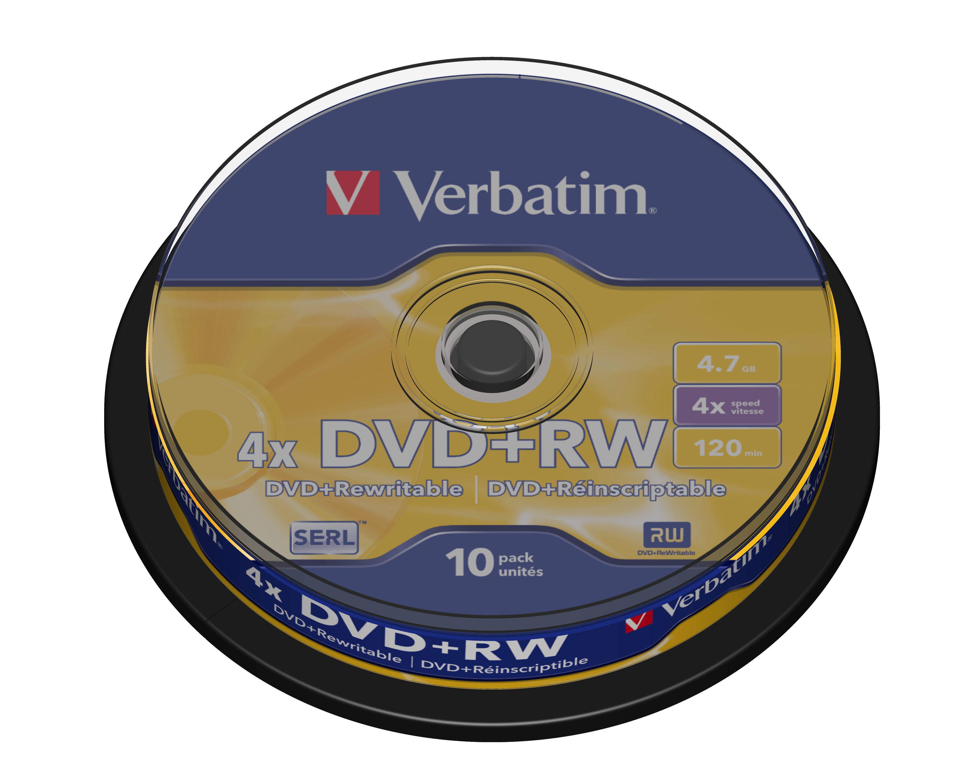 DVD-RW Verbatim    10 Unités Noir 4,7 GB 4x (10 Unités)