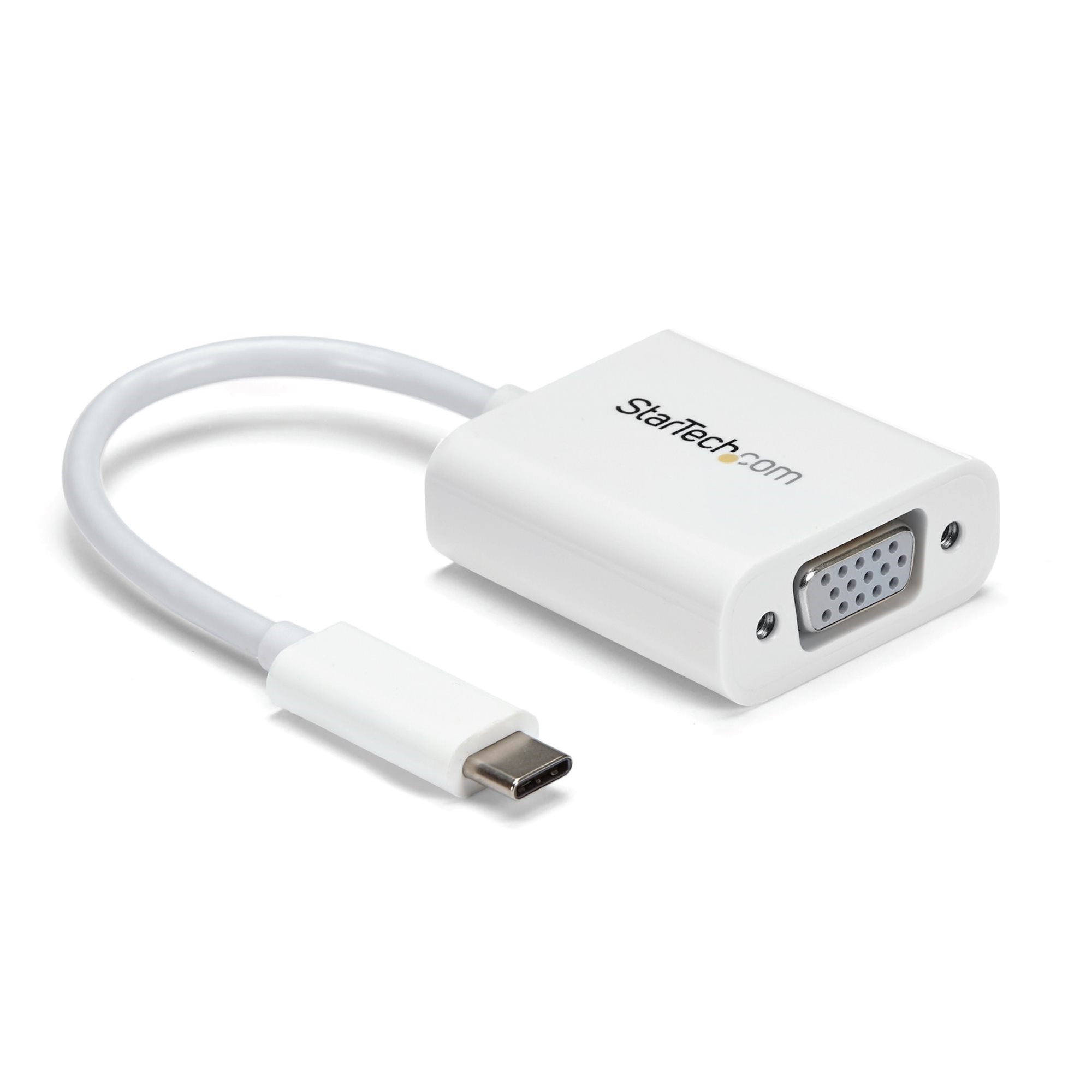 StarTech.com Adaptateur vidéo USB-C vers VGA - Convertisseur USB Type-C vers HD15 - M/F - 1920x1200 / 1080p - Blanc (CDP2VGAW) - Adaptateur USB / VGA - 24 pin USB-C (M) pour HD-15 (VGA) (F) - USB 3.1 Gen 1 / Thunderbolt 3 - 17.5 m - alimentation USB, supp