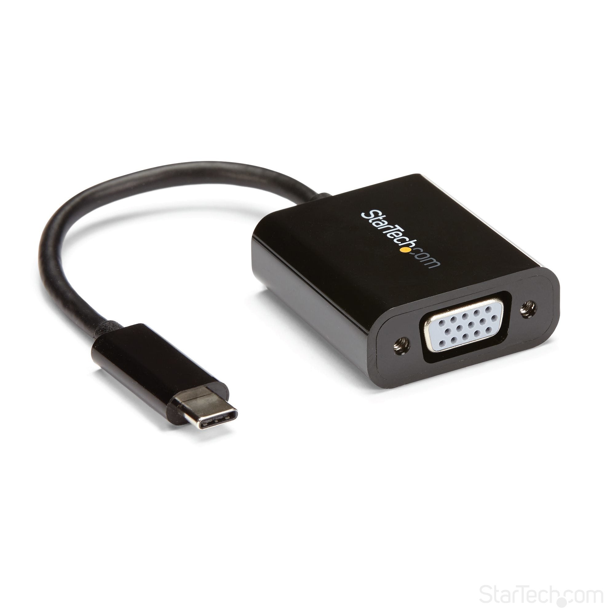 StarTech.com Adaptateur vidéo USB Type-C vers VGA HD15 - M/F - Noir - Adaptateur USB / VGA - 24 pin USB-C (M) pour HD-15 (VGA) (F) - USB 3.1 Gen 1 / Thunderbolt 3 - 18 cm - alimentation USB, support 1920 x 1200 (WUXGA) - noir - pour P/N: BNDTB10GI, BNDTB2