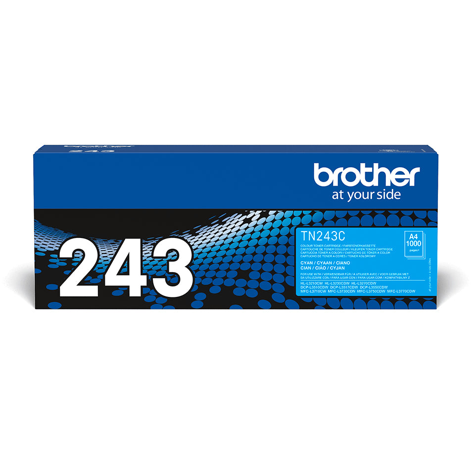 Brother TN243C - Cyan - original - cartouche de toner - pour Brother DCP-L3510, L3517, L3550, HL-L3210, L3230, L3270, MFC-L3710, L3730, L3750, L3770