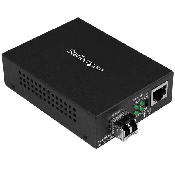 StarTech.com Convertisseur de média Gigabit Ethernet fibre optique multimode compact avec SFP - 850nm MM LC - 550 m - Convertisseur de média à fibre optique - 1GbE - 10Base-T, 1000Base-LX, 1000Base-SX, 100Base-TX, 1000Base-T - RJ-45 / LC multi-mode - jusq