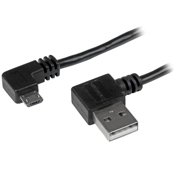 StarTech.com Câble USB A vers Micro B de 1 m avec connecteurs coudés à angle droit - Cordon Micro USB - M/M - Noir - Câble USB - Micro-USB de type B (M) pour USB (M) - USB 2.0 - 1 m - connecteur coudé - noir - pour P/N: USB2PCARBK, USB2PCARBKS, USBEXTAA10