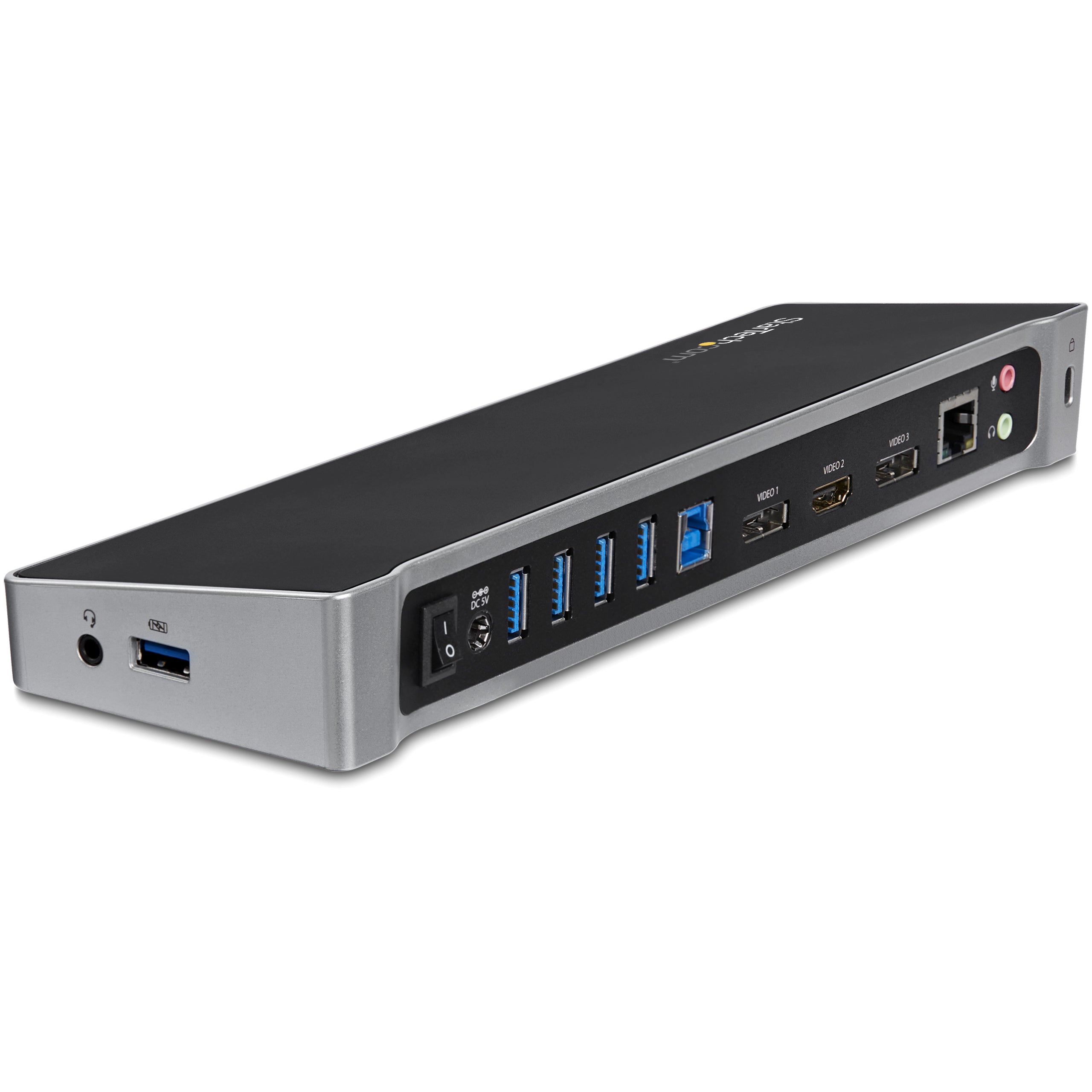 StarTech.com Station d'accueil USB 3.0 triple affichage PC portable - Réplicateur de ports USB 3.0 universel avec 3 sorties vidéo - 4K - Station d'accueil - USB - 1GbE - pour P/N: ARMBARTRIO2, ARMTRIO, LTLOCK
