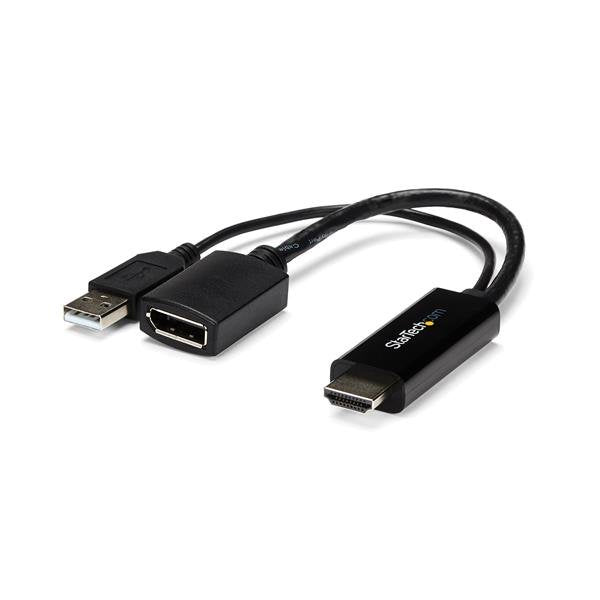 StarTech.com Adaptateur HDMI vers DisplayPort 4K alimenté par USB - Câble adaptateur - HDMI, USB (alimentation uniquement) mâle pour DisplayPort femelle - 25.5 cm - noir - actif, support 4K30Hz (3840 x 2160) - pour P/N: SV211HDUC, SV221HUC4K