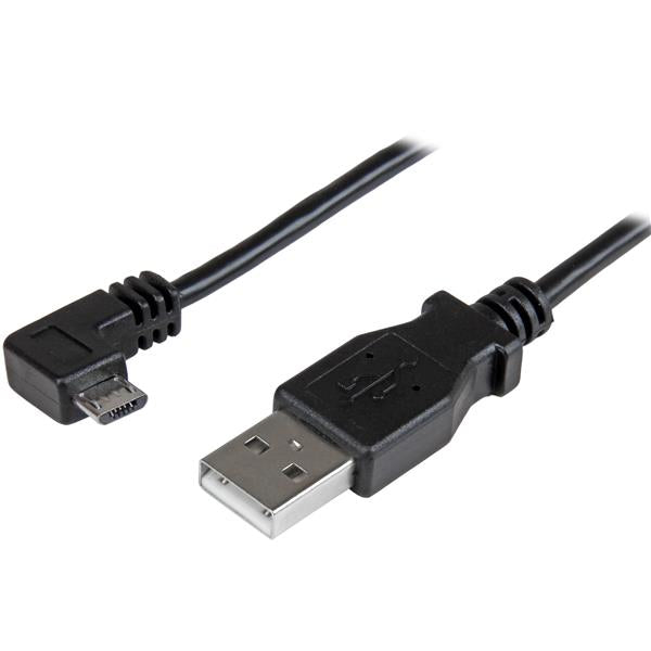 StarTech.com Câble de charge et synchronisation Micro USB de 1 m - Cordon USB-A vers Micro-B à angle droit - M/M - 0,25 mm² - Câble USB - Micro-USB de type B (M) pour USB (M) - USB 2.0 - 1 m - connecteur coudé - noir - pour P/N: USB2PCARBK, USB2PCARBKS, U