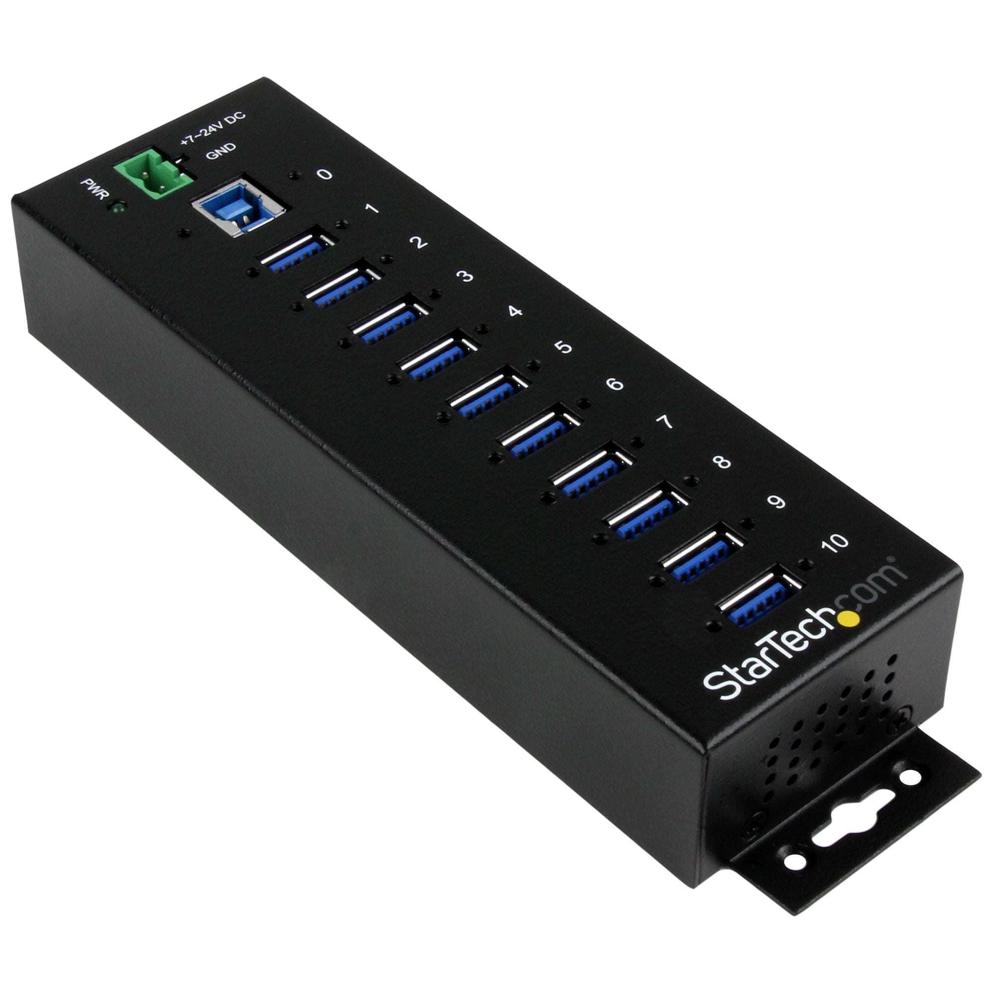 StarTech.com Hub USB 3.0 - 10 ports - Industriel Concentrateur USB - Avec protection contre surtensions/DES - Métal - Rail DIN - Alimenté - Concentrateur (hub) - 10 x SuperSpeed USB 3.0 - Montage sur rail DIN - Tension CC - pour P/N: ITB20D3250, USB312SAT