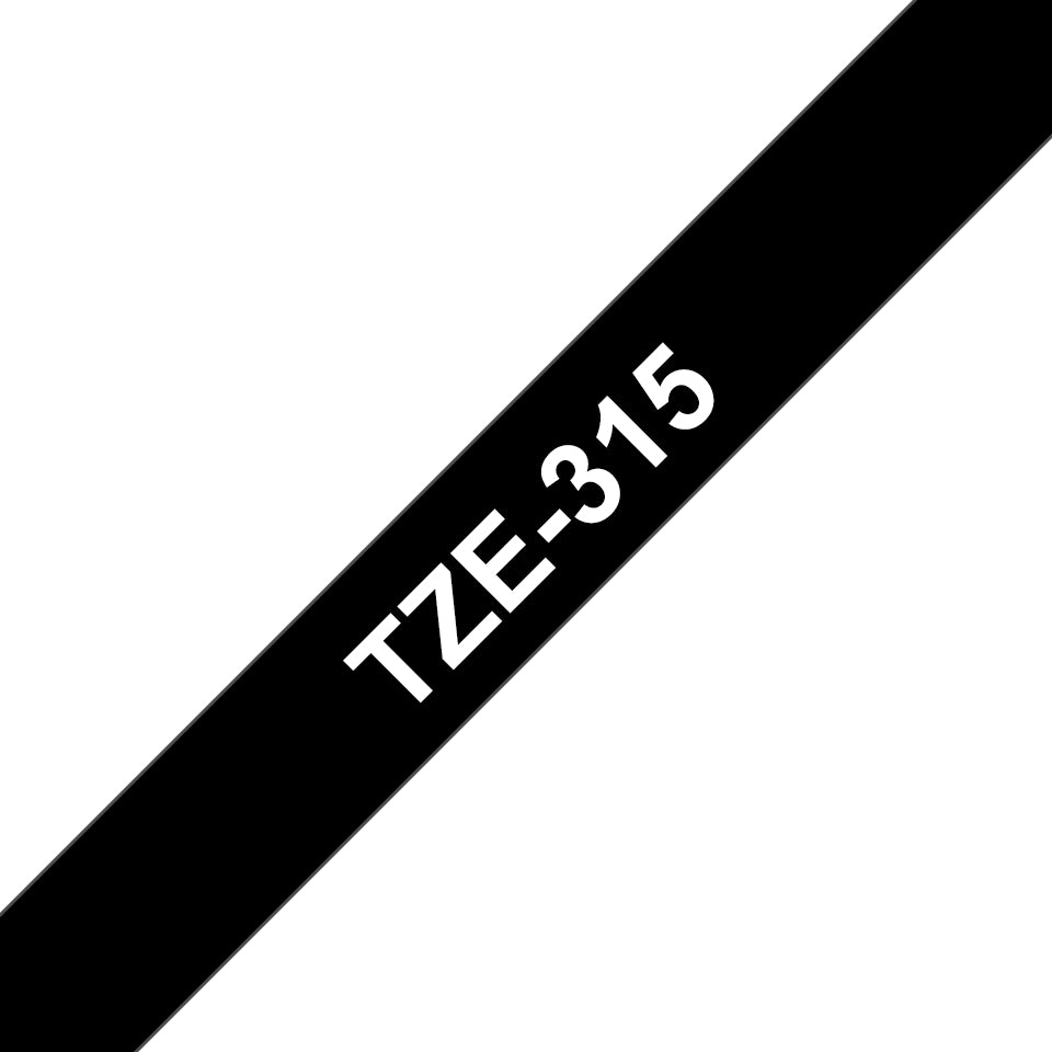 Brother TZe-315 - Adhésif standard - blanc sur noir - Rouleau (0,6 cm x 8 m) 1 cassette(s) ruban laminé - pour Brother P-Touch EDGE PT-P750WVP and P-Touch models.