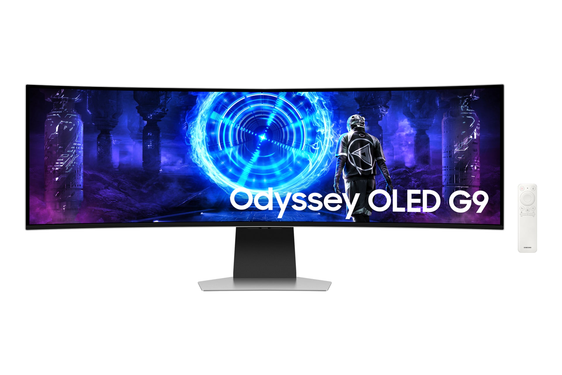 Samsung Odyssey OLED G9 S49DG950SU - G95SD Series - moniteur OLED - Intelligent - jeux - incurvé - 49" - 5120 x 1440 Dual Quad HD @ 240 Hz - 250 cd/m² - 1000000:1 - HDR10 - 0.03 ms - DisplayPort, Micro HDMI, HDMI - haut-parleurs - argent