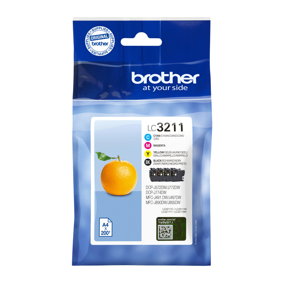 Brother LC3211 Value Pack - Pack de 4 - noir, jaune, cyan, magenta - original - cartouche d'encre - pour Brother DCP-J572, DCP-J772, DCP-J774, MFC-J890, MFC-J895