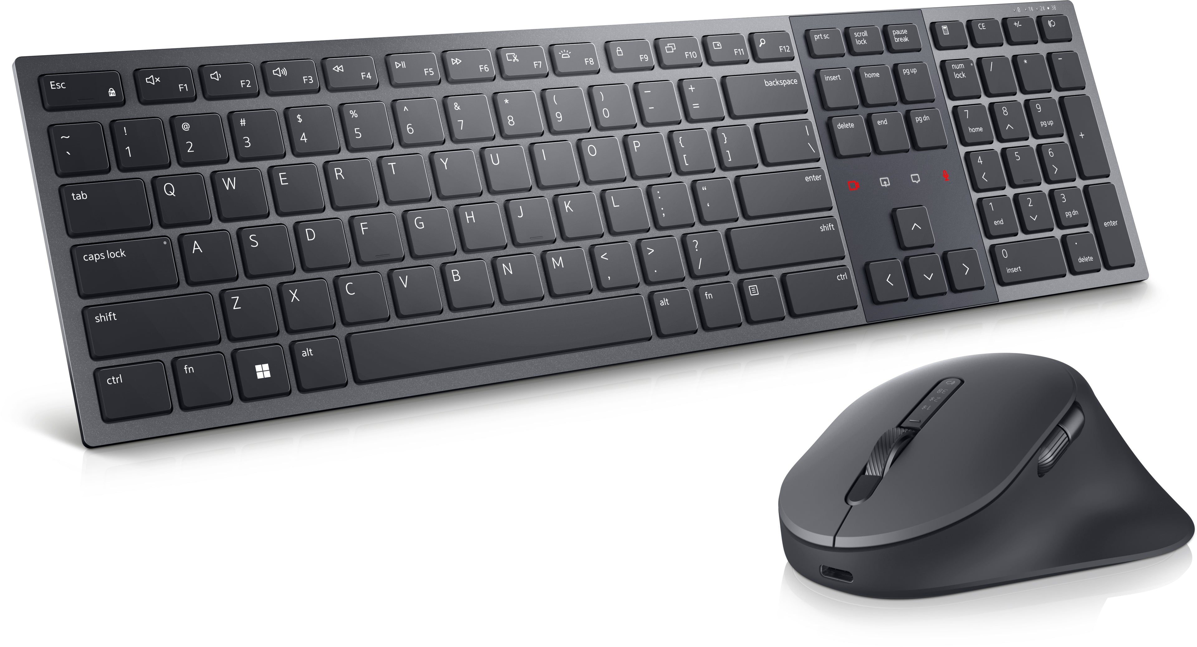 Dell Pro Premium Collaboration KM900 - Ensemble clavier et souris - collaboration - rétroéclairé - sans fil - 2.4 GHz, Bluetooth 5.1 - AZERTY - Français - graphite - avec 3 years NBD Advance Exchange