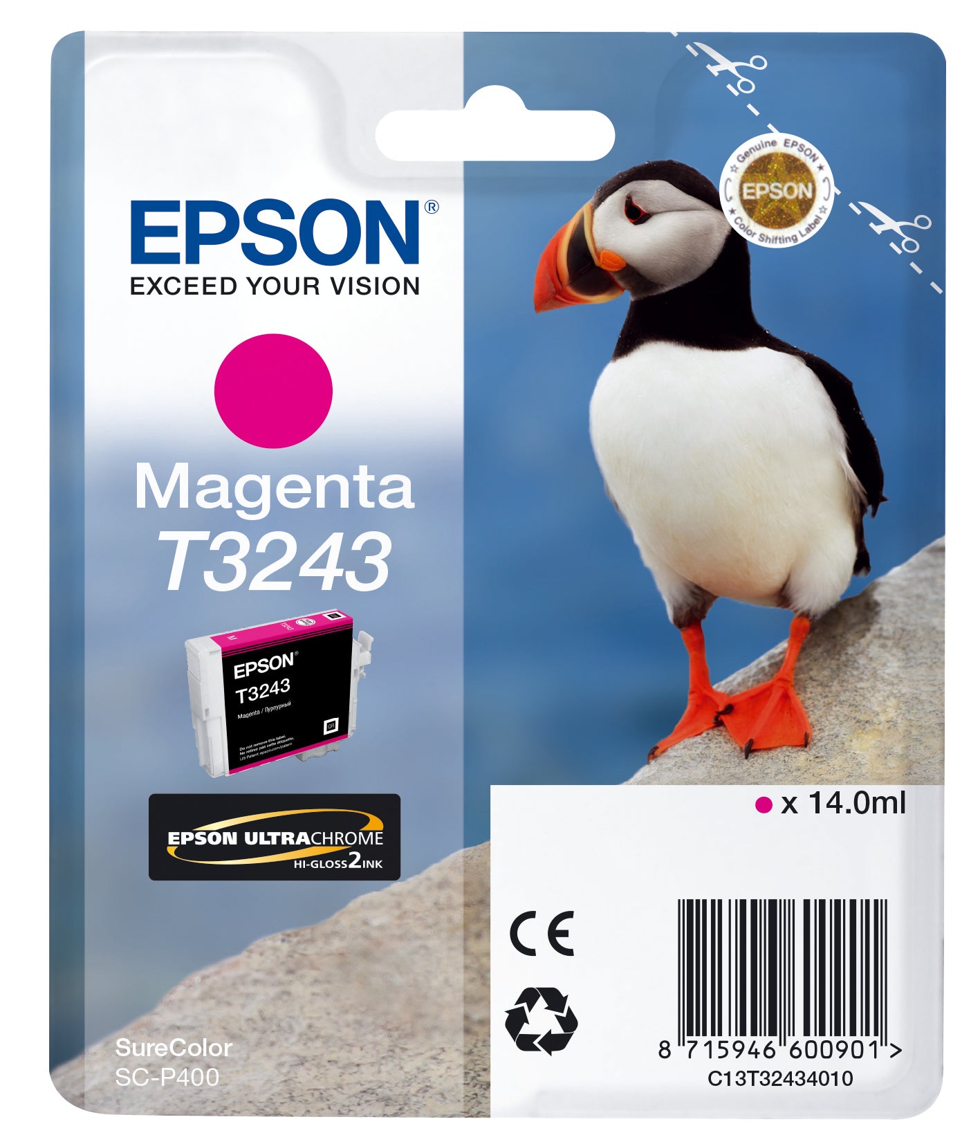 Epson T3243 - 14 ml - magenta - original - cartouche d'encre - pour SureColor P400, SC-P400