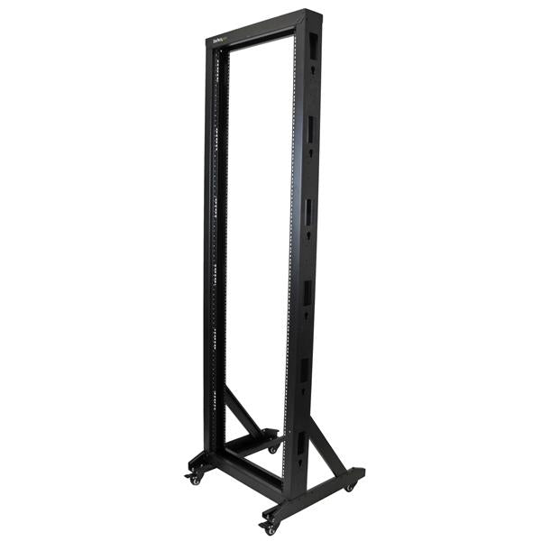 StarTech.com Rack 19 - 42U - Armoire serveur - Acier - Bâti rack - Baie de brassage - 2 montants - Roulettes - Rack cadre ouvert - 42U - Conformité TAA - pour P/N: CABSCREWM5B, CABSCREWSM5, CABSCREWSM5B, CABSCREWSM62, CABSCREWSM6B, CABSCRWS1224