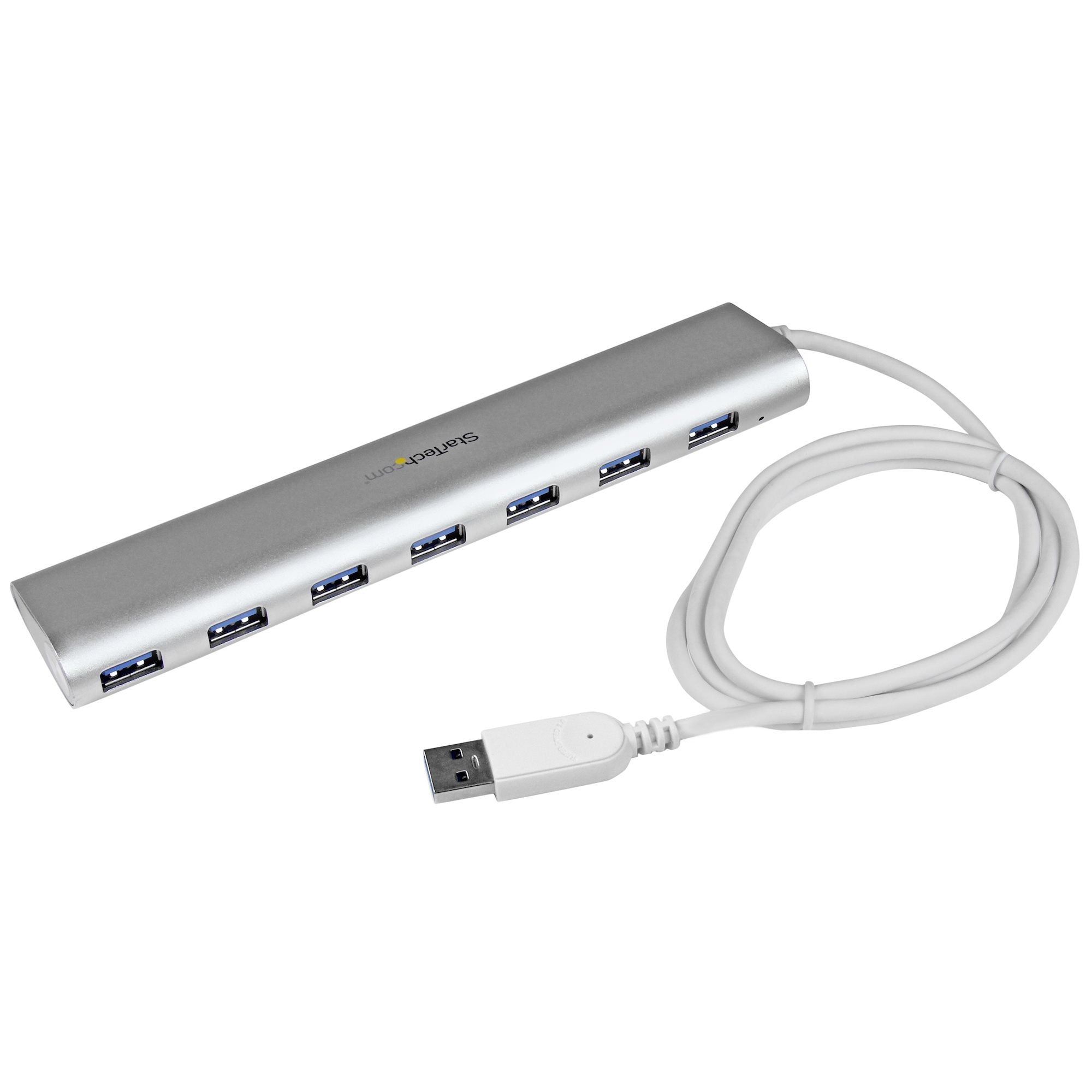 StarTech.com Hub USB 3.0 compact à 7 ports avec câble intégré - Concentrateur USB 3.0 avec boîtier en aluminium - Argent - Commutateur de partage des périphériques USB - 7 x SuperSpeed USB 3.0 - de bureau