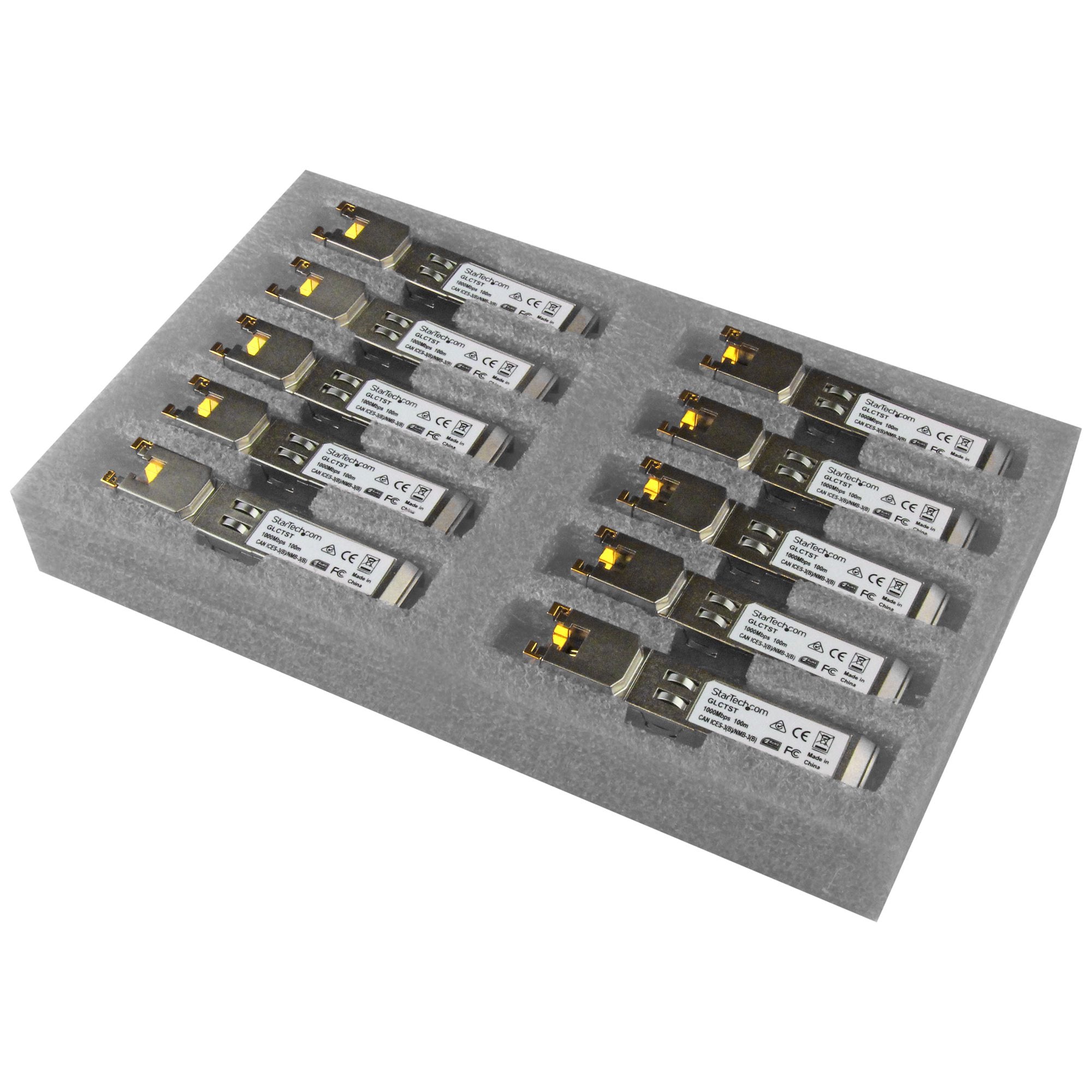 StarTech.com Paquet de 10 modules de transceiver SFP Gigabit RJ45 en cuivre - Compatible Cisco GLC-T - Mini-GBIC en vrac - 1000Base-T - Module transmetteur SFP (mini-GBIC) (équivalent à : Cisco GLC-T) - 1GbE - 1000Base-T - RJ-45 - jusqu'à 100 m (pack de 1