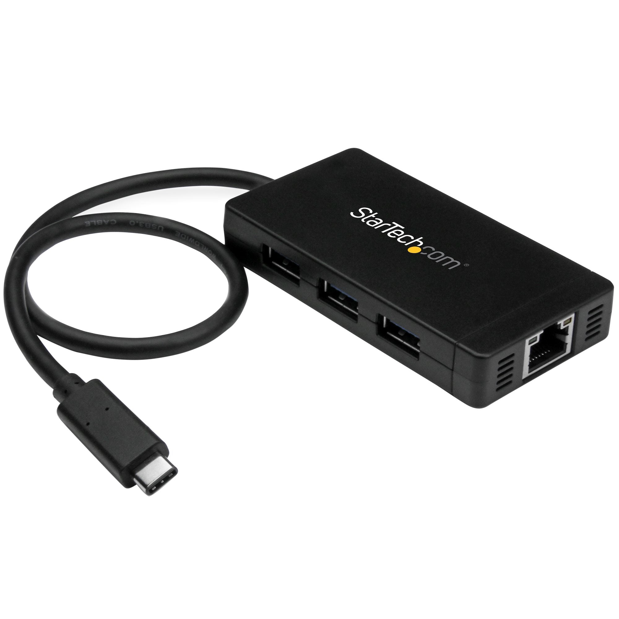 StarTech.com Hub USB-C à 3 ports avec Gigabit Ethernet - USB-C vers 3x USB-A - USB 3.0 - Adaptateur d'alimentation inclus - Concentrateur (hub) - 3 x SuperSpeed USB 3.0 + 1 x 10/100/1000 - de bureau