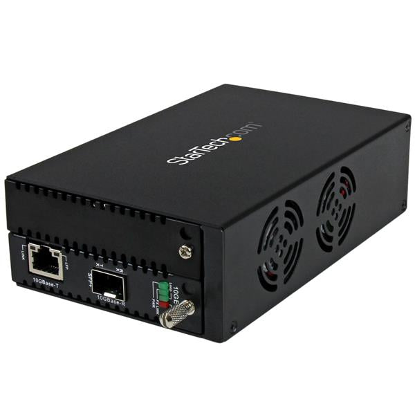 StarTech.com Convertisseur de média fibre optique 10 Gigabit Ethernet avec SFP+ ouvert - Géré - Convertisseur Ethernet cuivre vers fibre - Convertisseur de média à fibre optique - 10GbE - 10GBase-LR, 10GBase-ER, 10GBase-SR, 10GBase-LW, 100Base-TX, 1000Bas